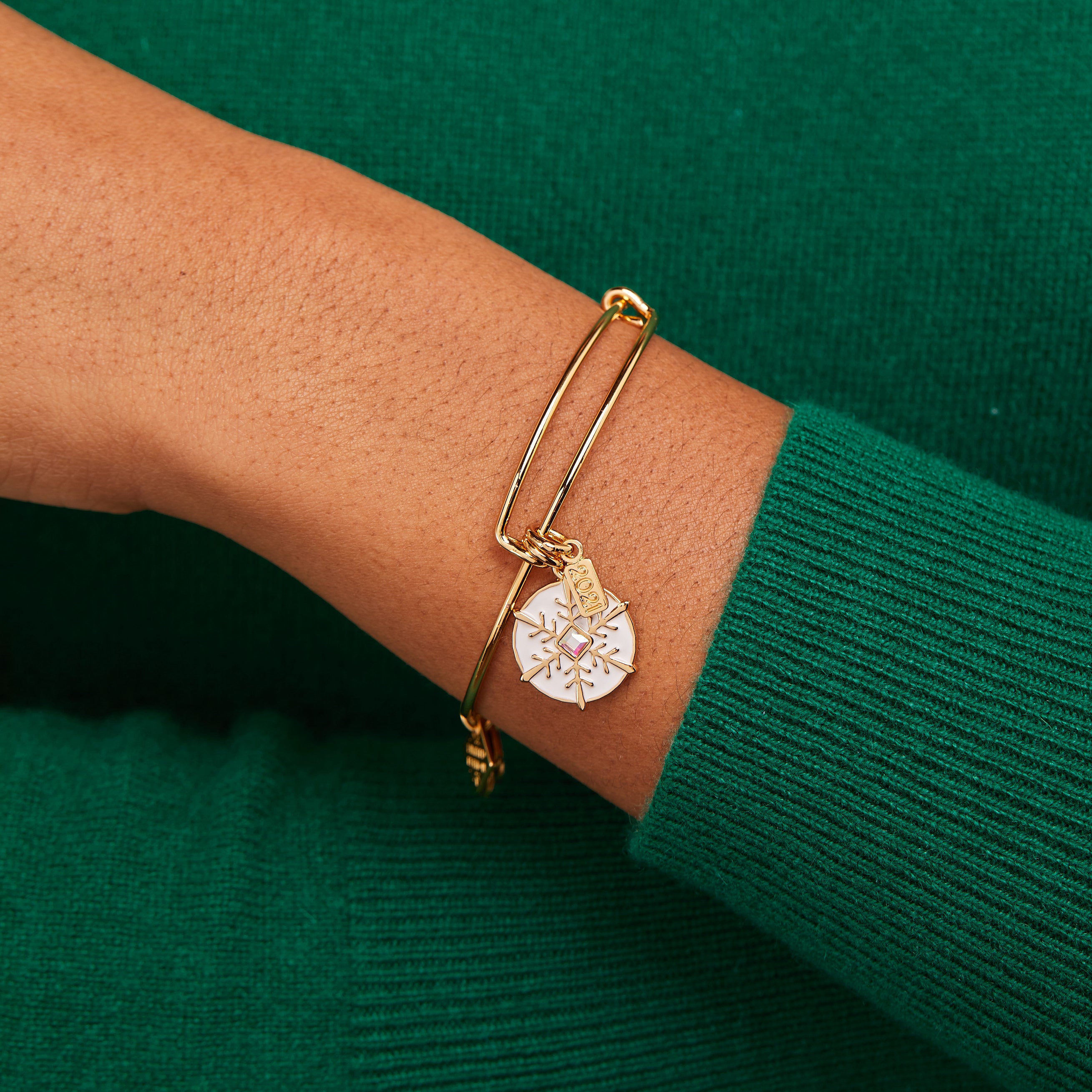 2021 Snowflake Charm Bangle Bracelet for Women - Sterling Silver Christmas Jewelry Gift for Her - Perfect for Holiday Parties & Winter Fashion