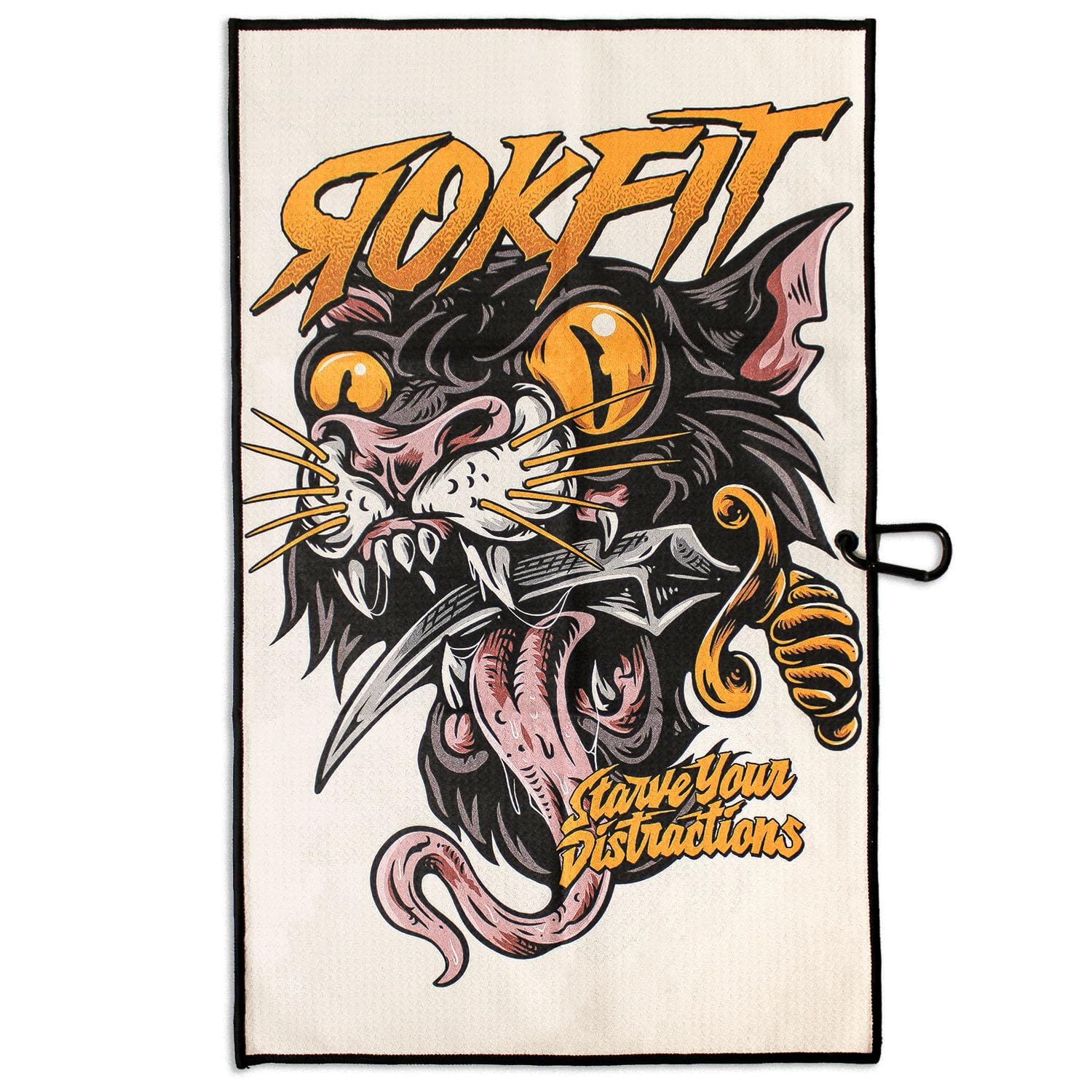 RokFit Multi-Use Gym & Golf Towel with Carabiner Clip - Premium Sports Towel for Workouts, Golfing & Outdoor Activities - Quick-Dry & Bold Graphic Design