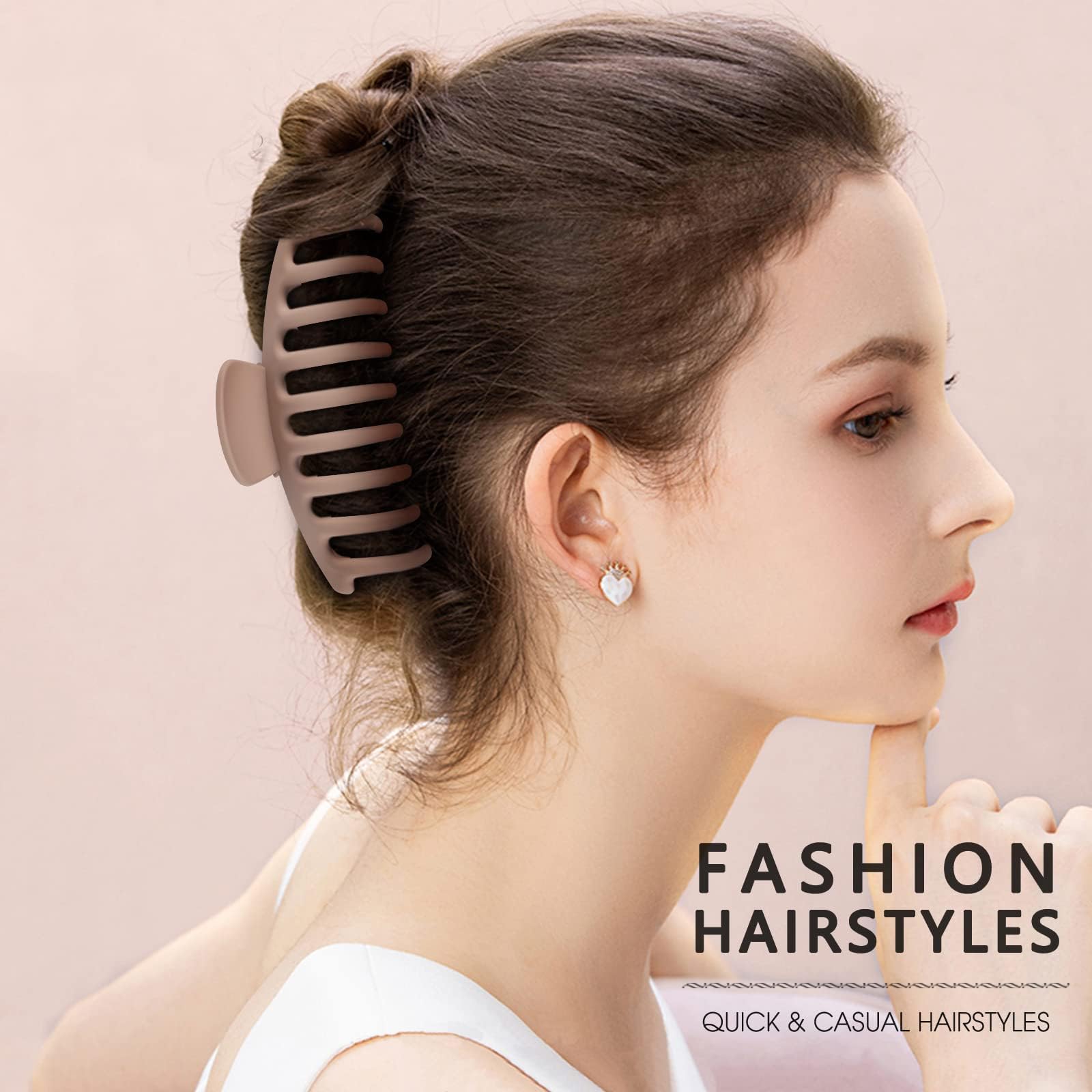 Large Hair Claw Clips for Women - 4.33 Inch Strong Hold Non-Slip Matte Hair Clips for Thin, Thick & Curly Hair (Pack of 4) - Perfect for Updos, Ponytails & Everyday Styling