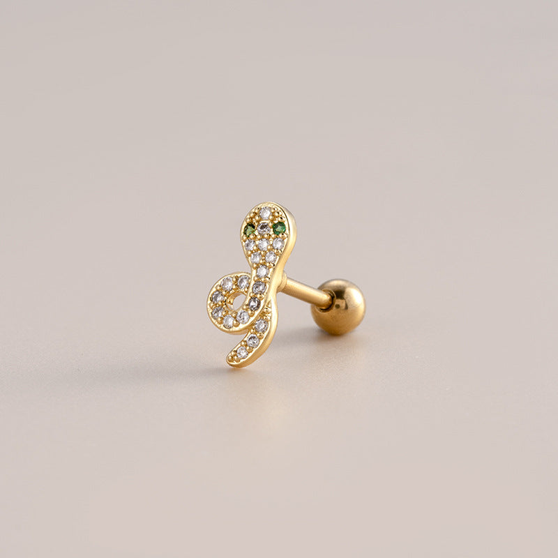 16G Surgical Steel Cartilage Earrings - Snake & Butterfly Studs for Women | Hypoallergenic Body Jewelry | Perfect for Daily Wear, Parties & Gifts (HSPJ881)