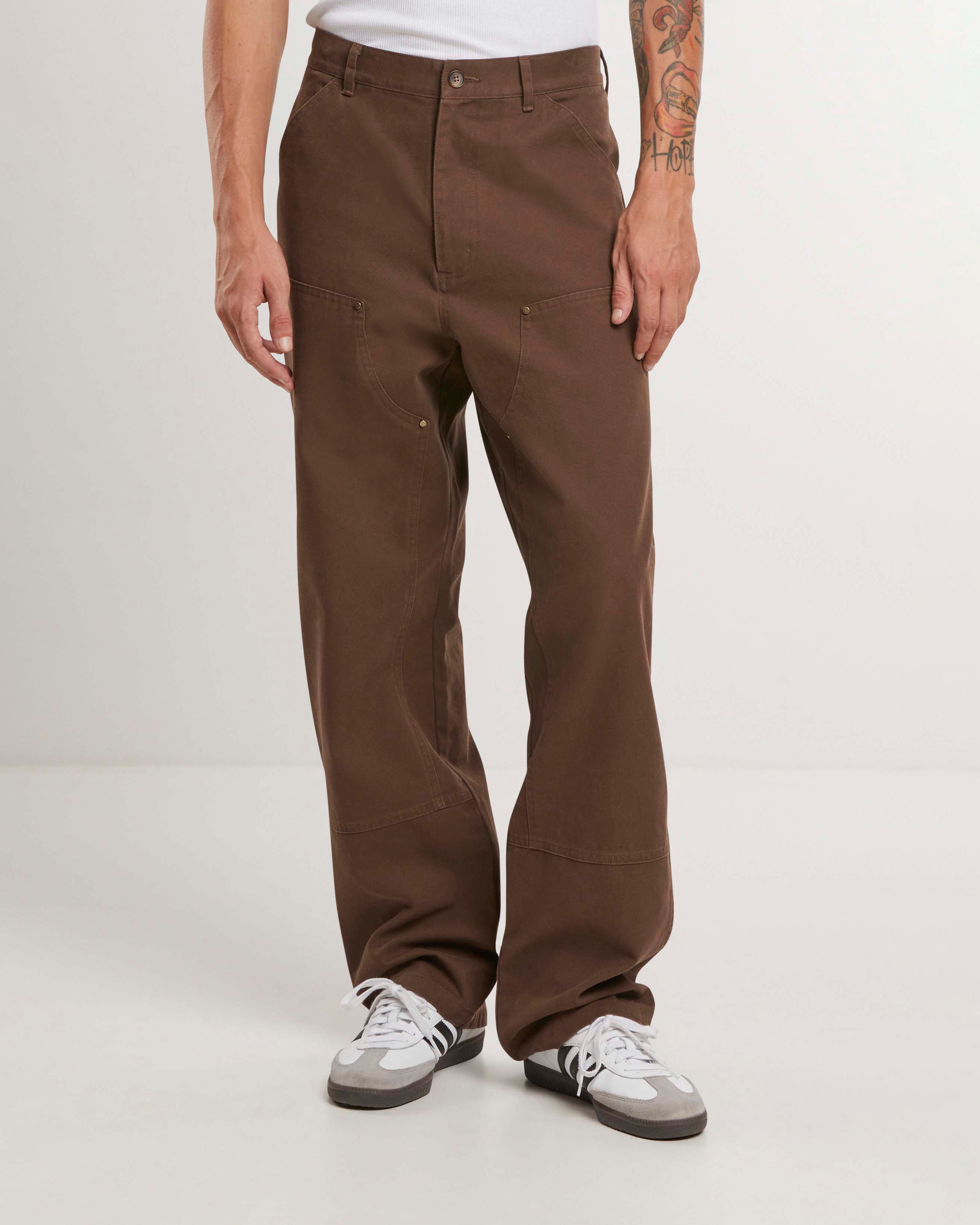 East Ham Carpenter Pants for Men - Durable Brown Work Pants with Multiple Pockets - Perfect for Construction, Woodworking & Outdoor Activities
