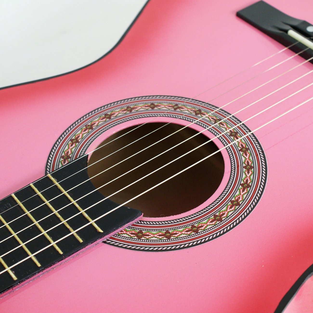 38-inch Kids Beginner Acoustic Guitar - Right-Handed Wood Guitar with Gig Bag, Pitch Pipe, Nylon Strings & Pick - Perfect for Children, Girls, Boys & Beginners (Pink) - Ideal for Music Lessons, Birthday Gifts & Home Practice