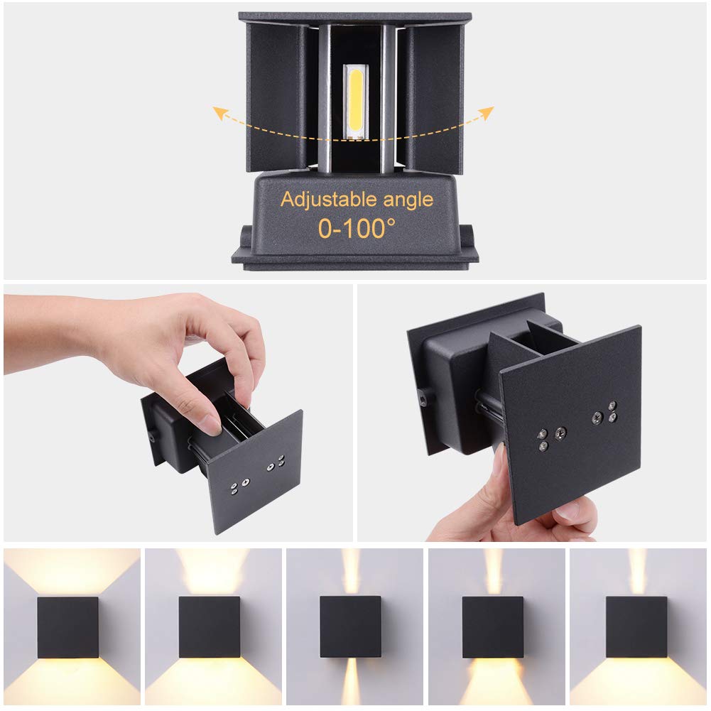 LED Cube Up and Down Wall Lights - 12W 3000K Waterproof Aluminum Outdoor Lighting Fixture for Patio, Garden, and Facade Illumination