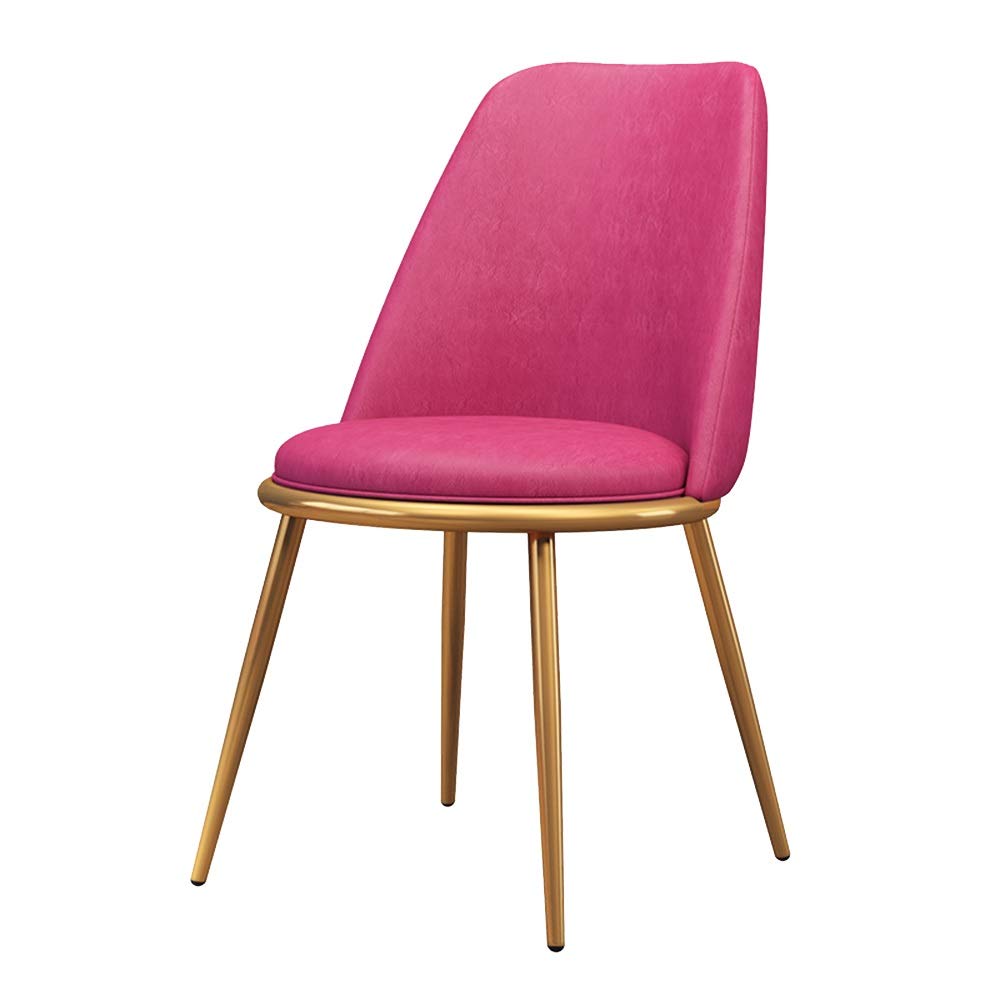 Ergonomic High Back Restaurant Chair - PU Leather Desk Chair for Home Office, Living Room & Bedroom - Comfortable Armless Leisure Chair in Pink | Perfect for Dining, Working & Relaxing