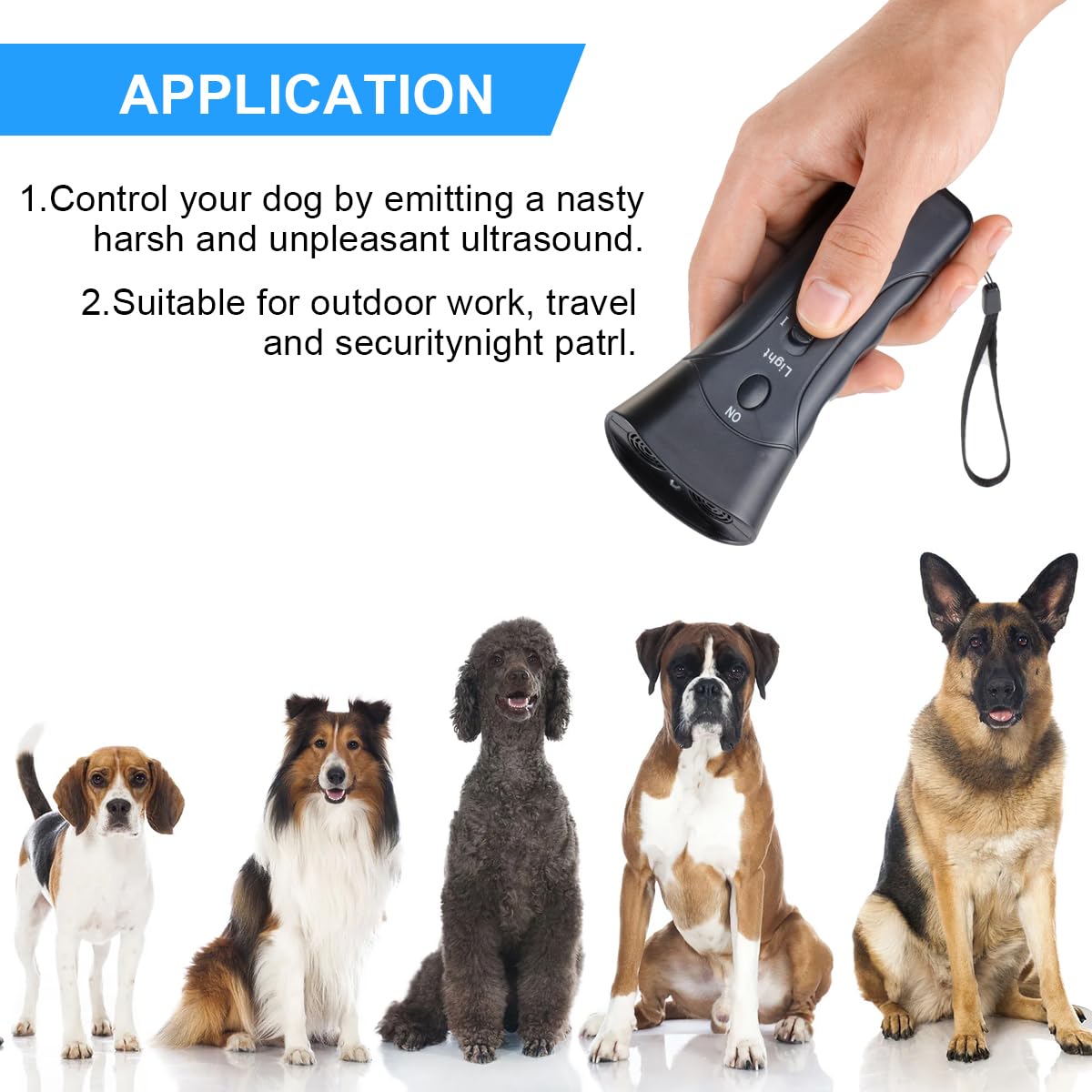 QZC Ultrasonic Dog Repellent - Effective Training Device to Stop Dog Attacks & Aggression | Safe for Pets, Home Security & Outdoor Use