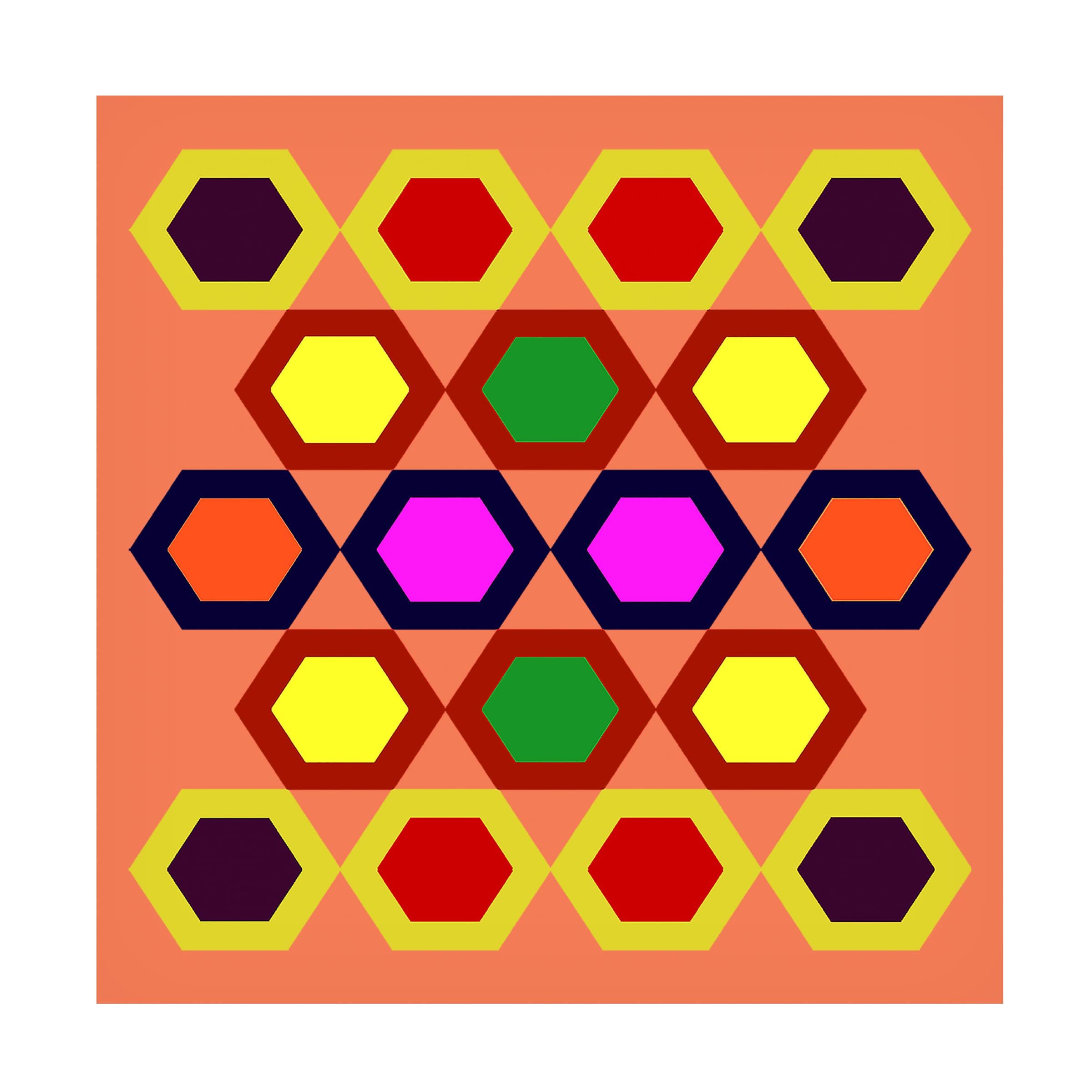 Rainbow Hexagon 1 Canvas Wall Art Print by Richard Homawoo - Modern Abstract Geometric Painting for Living Room, Bedroom & Office Decor