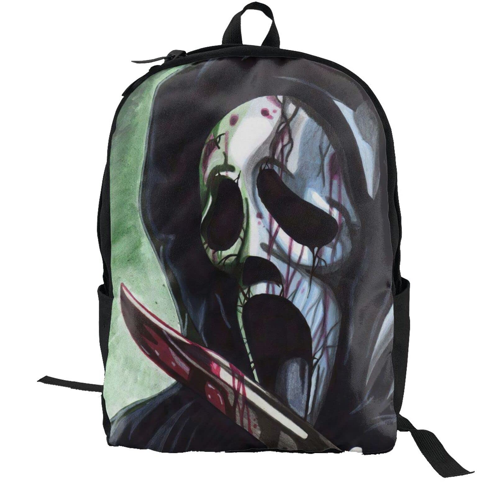 AnKang Halloween Horror Movie Characters Backpack - Durable School & College Daypack for Books, Laptop, Travel - Perfect for Cosplay, Trick-or-Treating & Horror Conventions