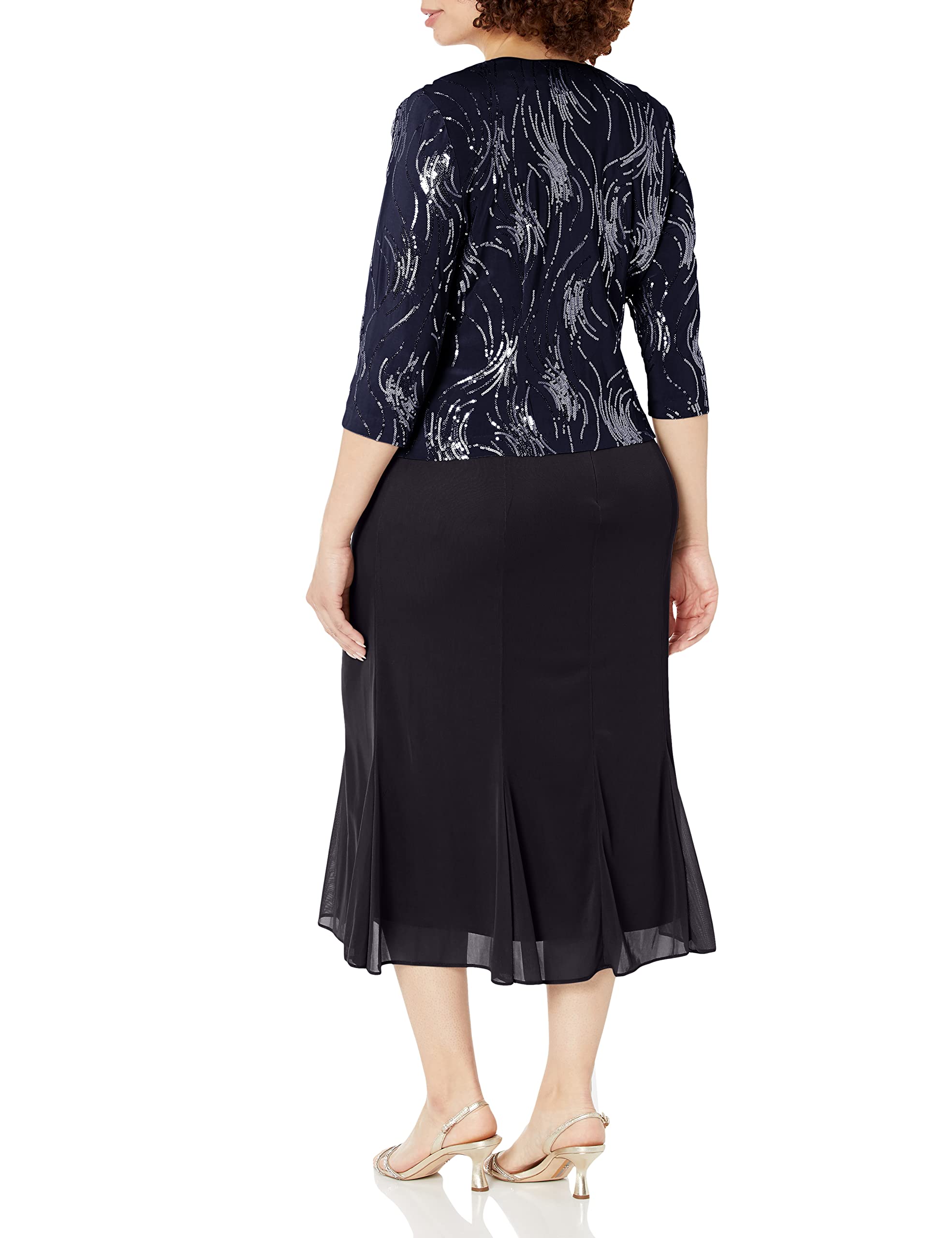 Alex Evenings Women's Tea Length Jacket Dress for Weddings & Formal Events - Petite & Regular Sizes - Elegant Cocktail Attire for Bridal Showers, Evening Parties & Special Occasions
