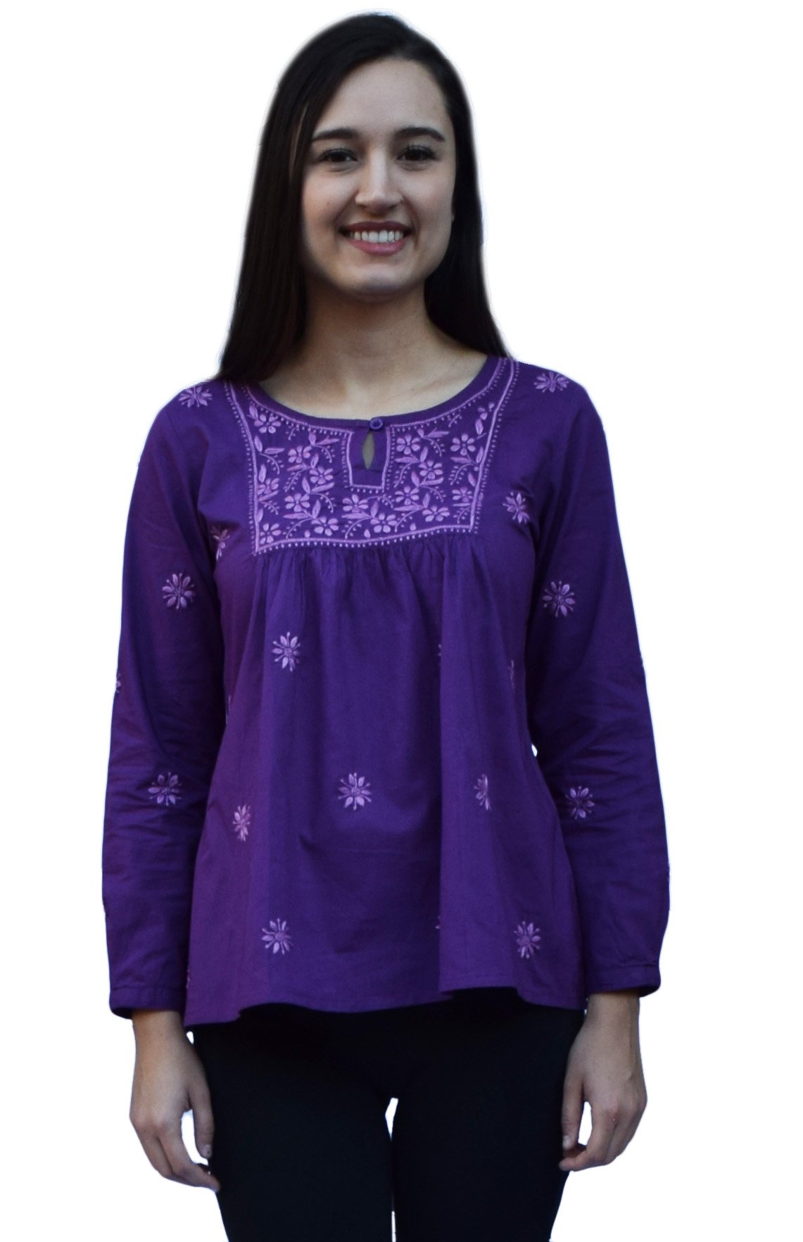 Pure Cotton Hand Embroidered Boho Peasant Blouse Top Tunic for Women | Ayurvastram | Comfortable & Stylish Casual Wear for Summer, Festivals & Beach Outfits