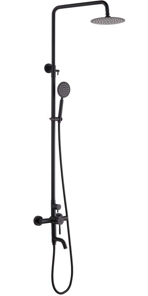 Matte Black Outdoor Shower Fixtures - Stainless Steel 3-Function Bathtub Shower Faucet Set Wall Mounted (A5108B) - Perfect for Patio, Poolside & Garden Showers