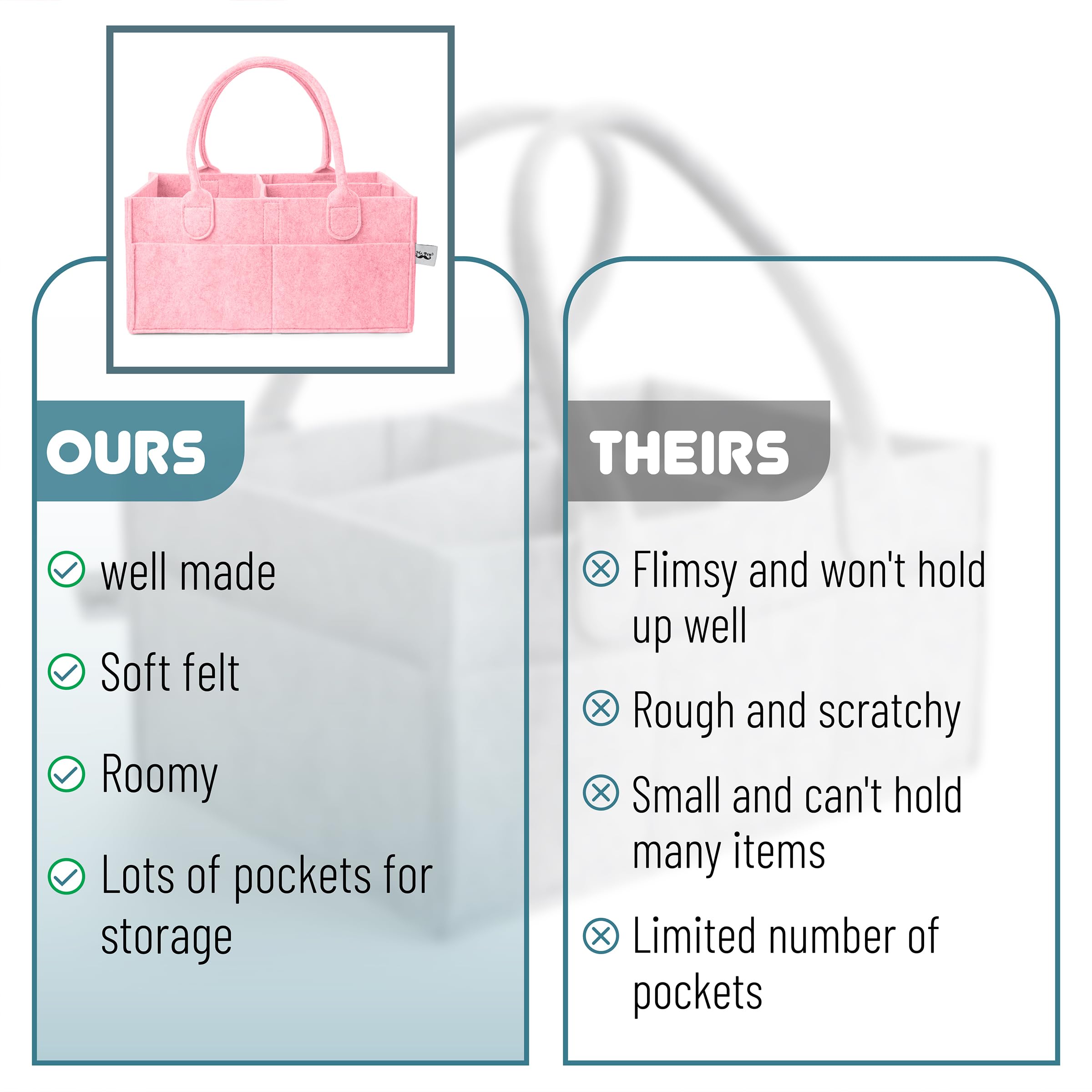 Mr. Pen Baby Diaper Caddy Organizer - Portable Pink Diaper Storage for Nursery, Changing Table & Car - Baby Essentials Organizer for Diapers, Wipes & Supplies - Perfect for Home, Travel & On-the-Go Parents