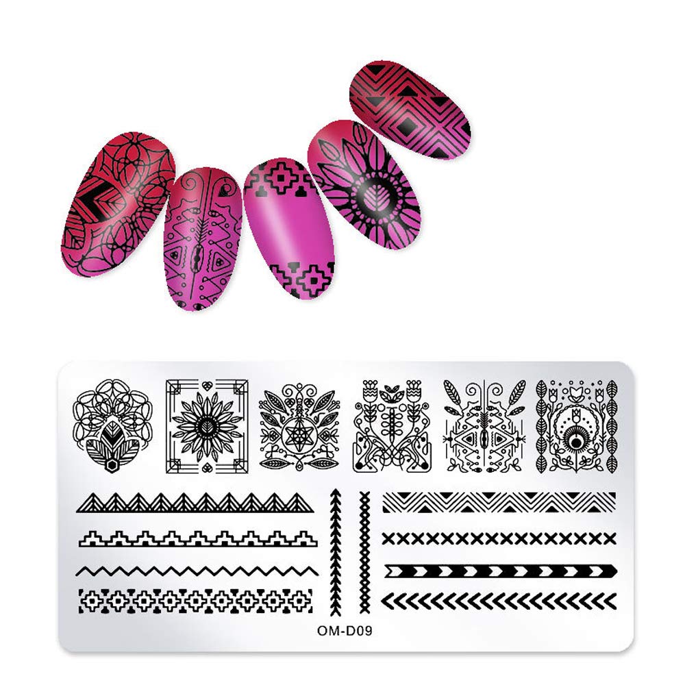 5Pcs Nail Stamp Plates Set - DIY Nail Art Stamping Kit with Animals, Leaves, Flowers, Fruits & Geometric Designs - Professional Manicure Accessories for Home Salon & Party Nail Decoration