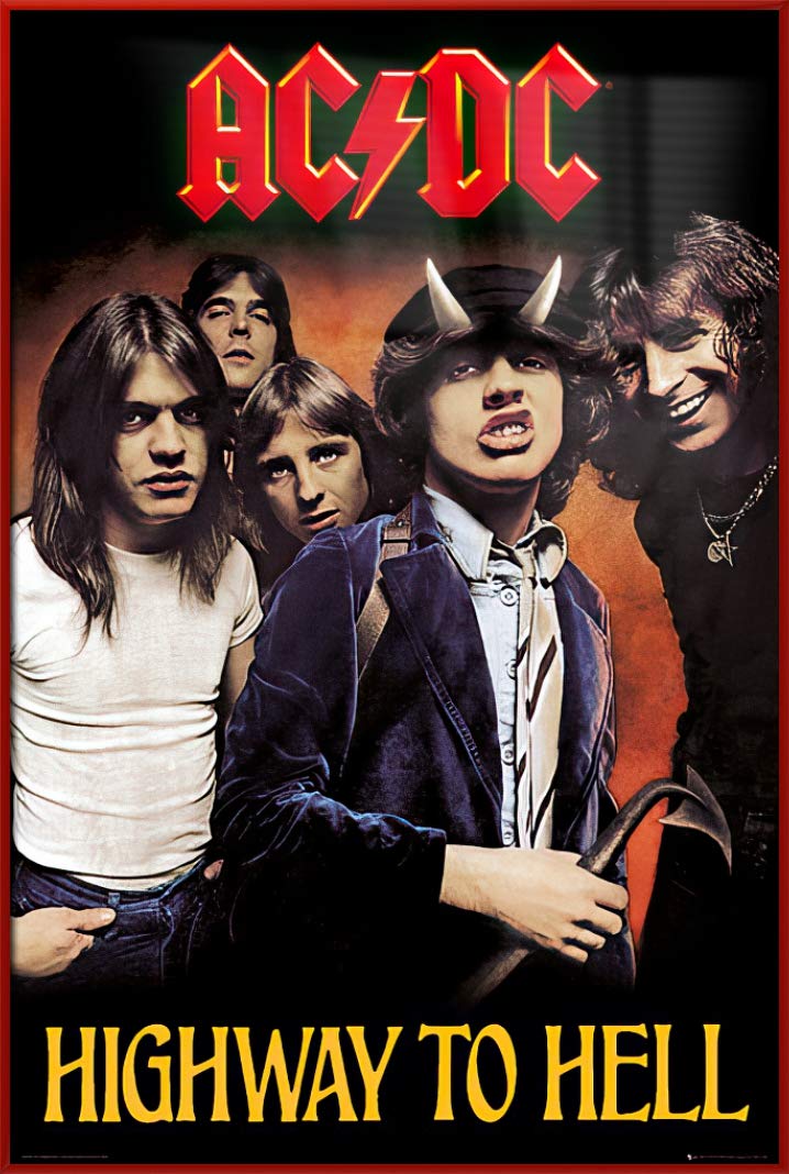 AC/DC Highway to Hell Framed Album Cover Poster 24x36 Inches - Vintage Rock Band Wall Art Decor for Music Lovers, Man Cave & Bedroom
