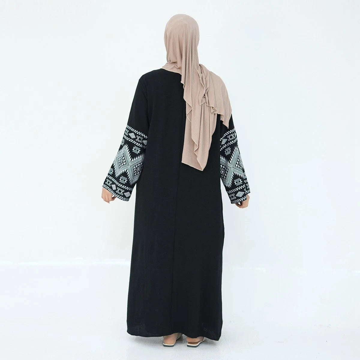 Elegant Embroidery Sleeve Abaya Dress #24877 - Modest Islamic Fashion for Women, Perfect for Prayer, Eid, and Special Occasions