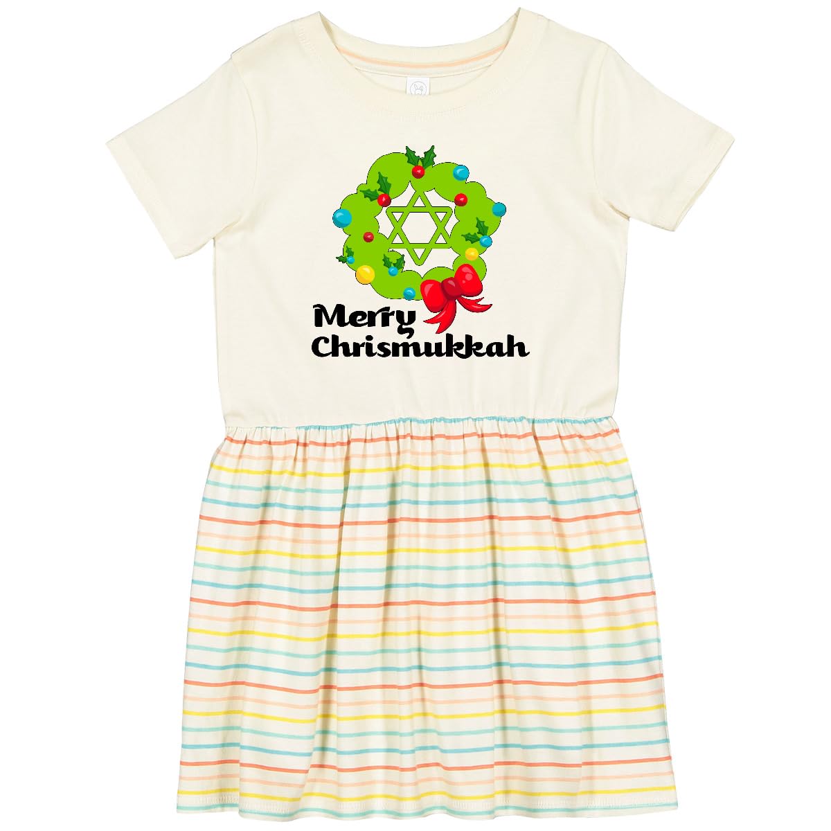 Inktastic Merry Chrismukkah Toddler Dress - Holiday Outfit for Baby Girls & Boys | Christmas Hanukkah Celebration, Family Photos, Party Wear