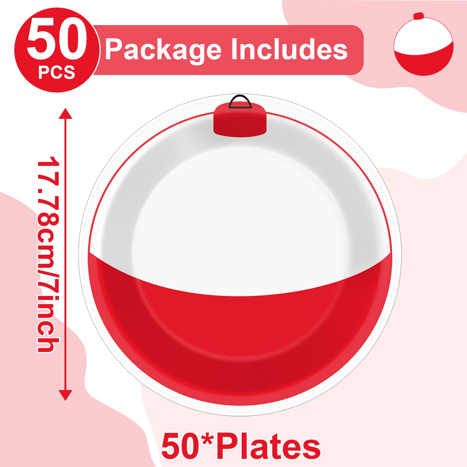 50 PCS Gone Fishing Party Plates - 7 Inch Disposable Dessert Plates for Fishing Themed Birthday Party, Tournament & Outdoor Decorations - Perfect for Beach Parties, Camping Events & Summer BBQs