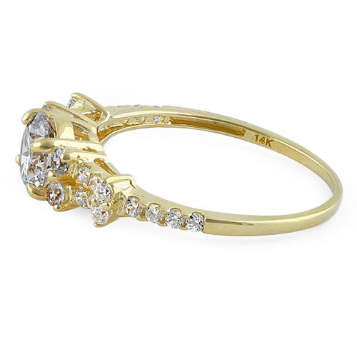 14K Solid Yellow Gold Round CZ Engagement Ring for Women - Perfect for Proposals, Anniversaries & Special Occasions