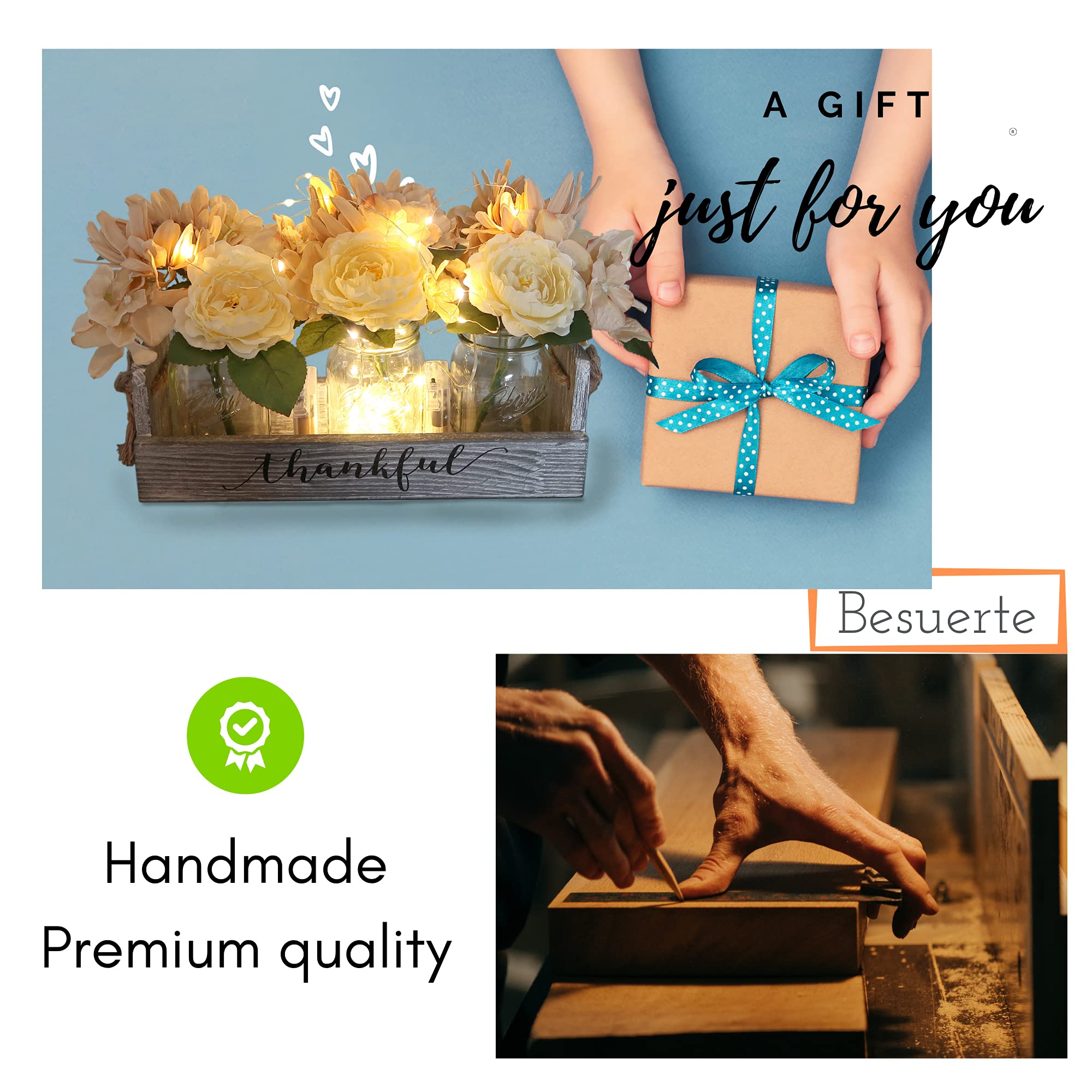 LED Fairy Lights Table Centerpiece - Elegant Dining Room Decor, Kitchen Utensil Holder, Coffee Table Display, Mantle & Home Decor | Perfect for Weddings, Parties & Holiday Decorations