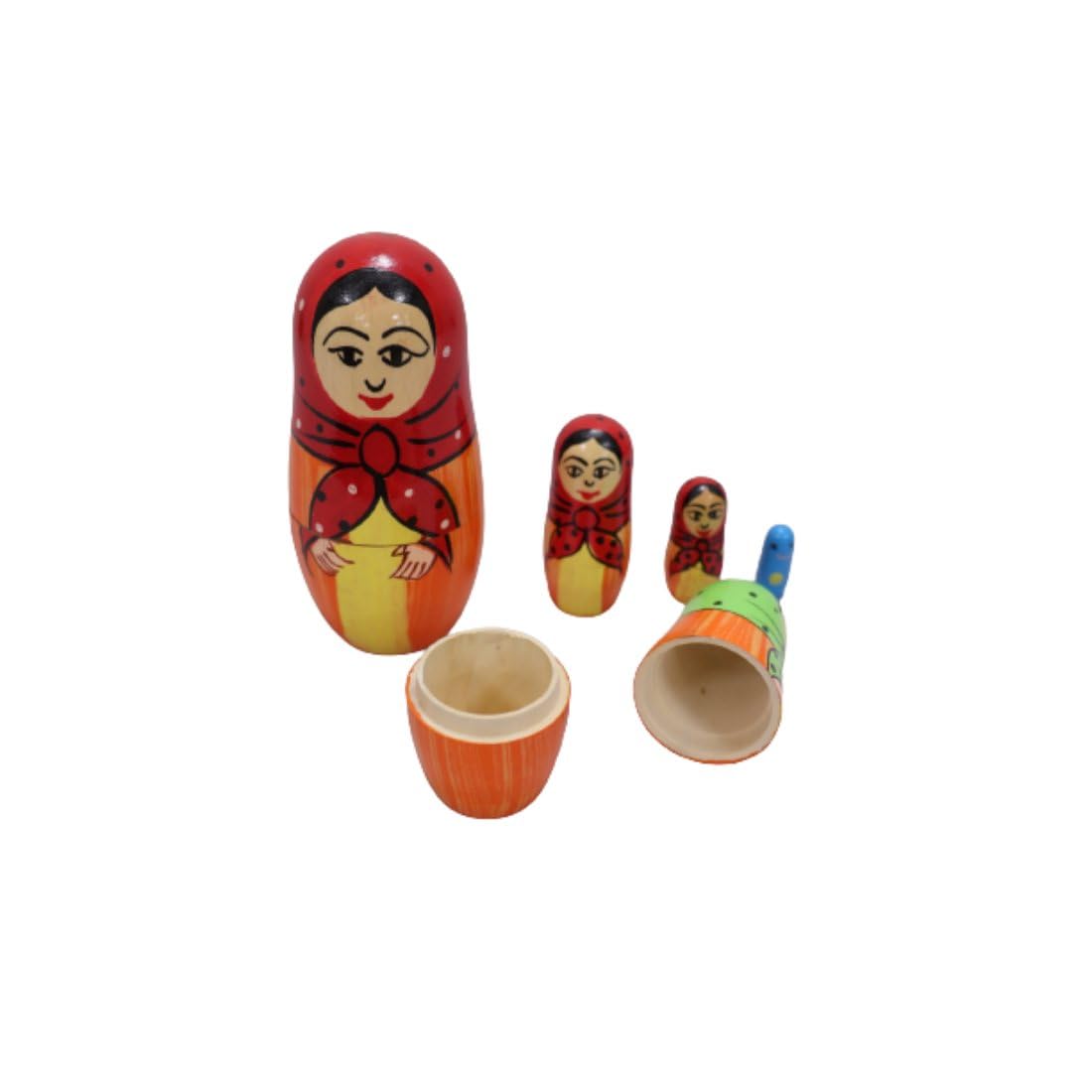Hand-Painted Wooden Nesting Dolls Set - Traditional Mother & Baby Russian Dolls for Home Decor, Nursery, or Gift (Yellow) | Perfect for Baby Showers, Kids' Rooms & Cultural Collections