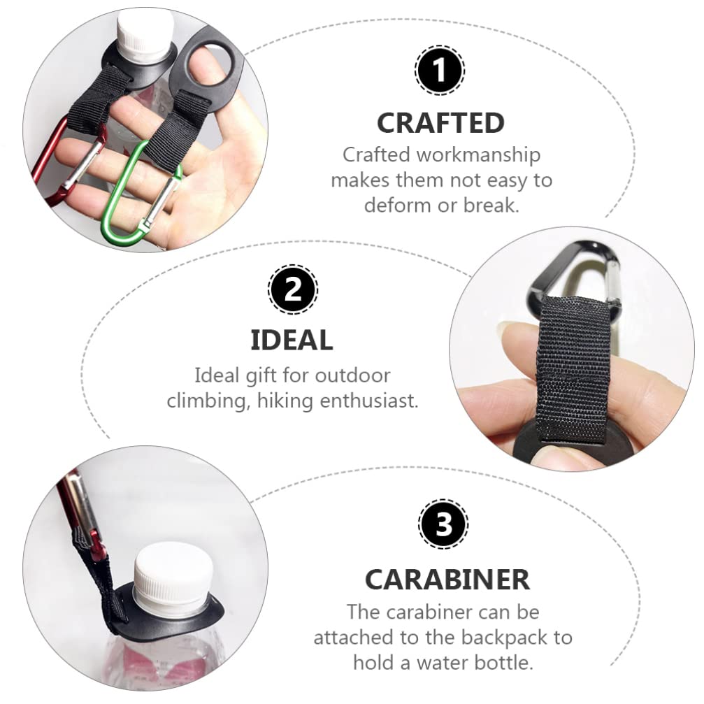 BESPORTBLE 6-Pack Silicone Water Bottle Carabiner Clips - Heavy Duty Bottle Holder for Hiking, Gym, Backpack & Outdoor Activities - Secure Carrying Solution for Hydration Packs, Canteens & Kettles