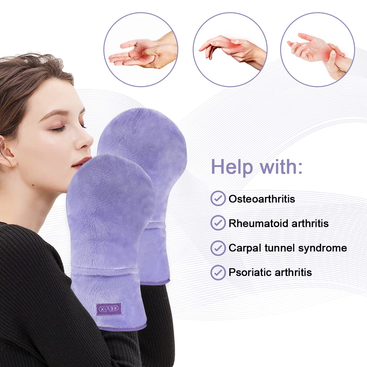 REVIX Microwavable Heating Mittens & Microwave Heating Pad for Pain Relief - Arthritis, Elbow, Muscle & Joint Warmers - 1 Pair for Hand Warmth & Comfort - Perfect for Cold Weather, Arthritis Relief & Relaxation at Home