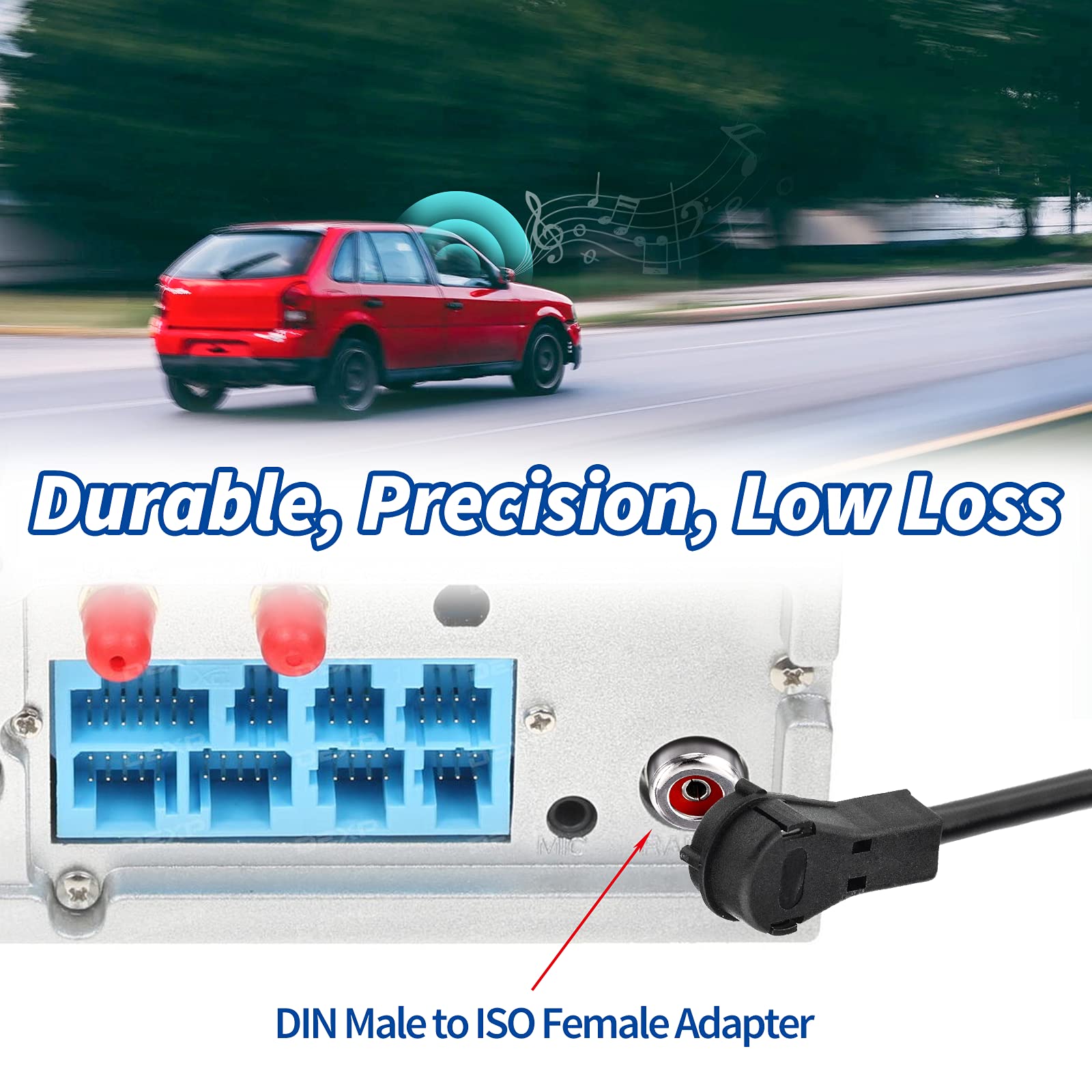 Eightwood Car Radio Antenna Adapter DIN ISO Adapter - 2 Pack FM/DAB/AM Auto Antenna Converter for Car Stereo Installation - Perfect for Volkswagen, BMW, Audi & More