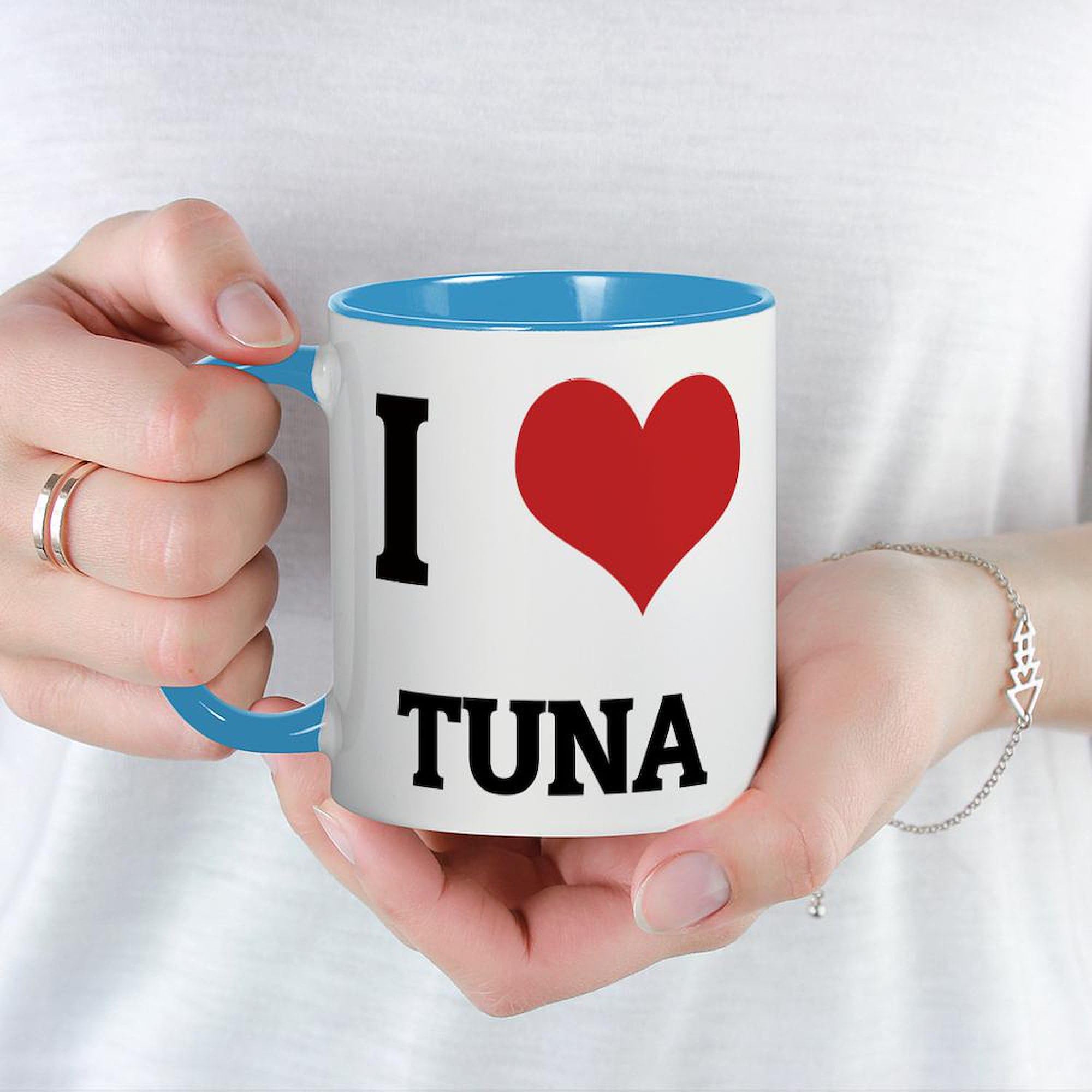 I Love Tuna 11 oz Ceramic Coffee Mug (325ml) - Funny Cat Lover Gift, Perfect for Tea, Hot Chocolate & Office Use