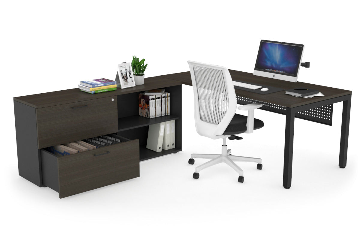 Quadro Square Executive Black Frame Office Desk [1800L x 700W] - Modern Workspace Solution for Home & Business Offices
