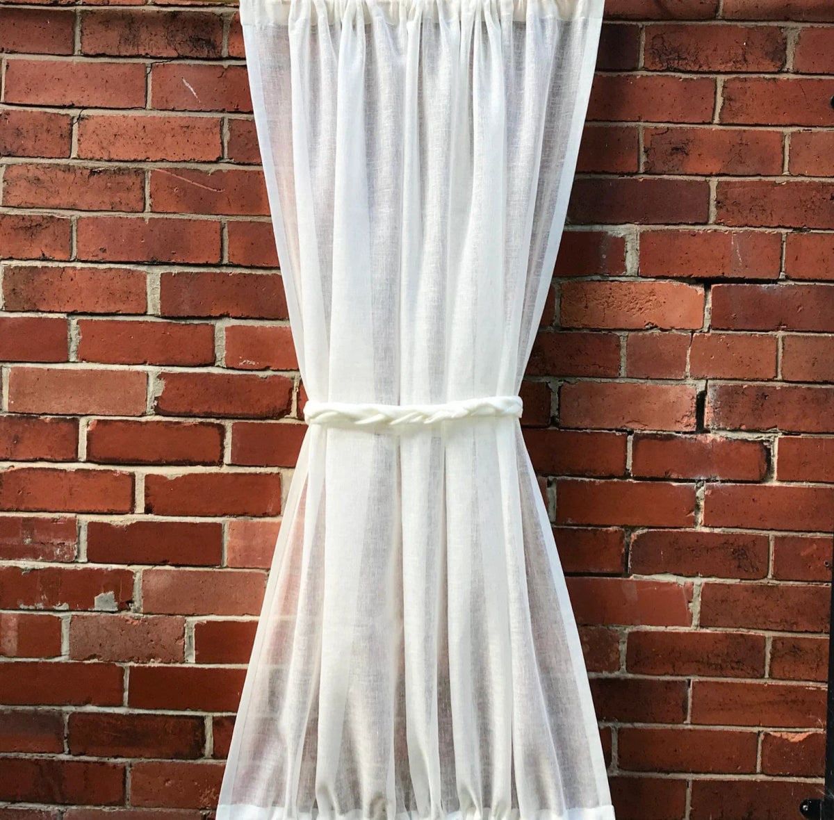 Sheer Ivory Linen Window Curtain Panel - Narrow Sidelight Drapes for Living Room & Bedroom - Light Filtering Privacy Window Treatment