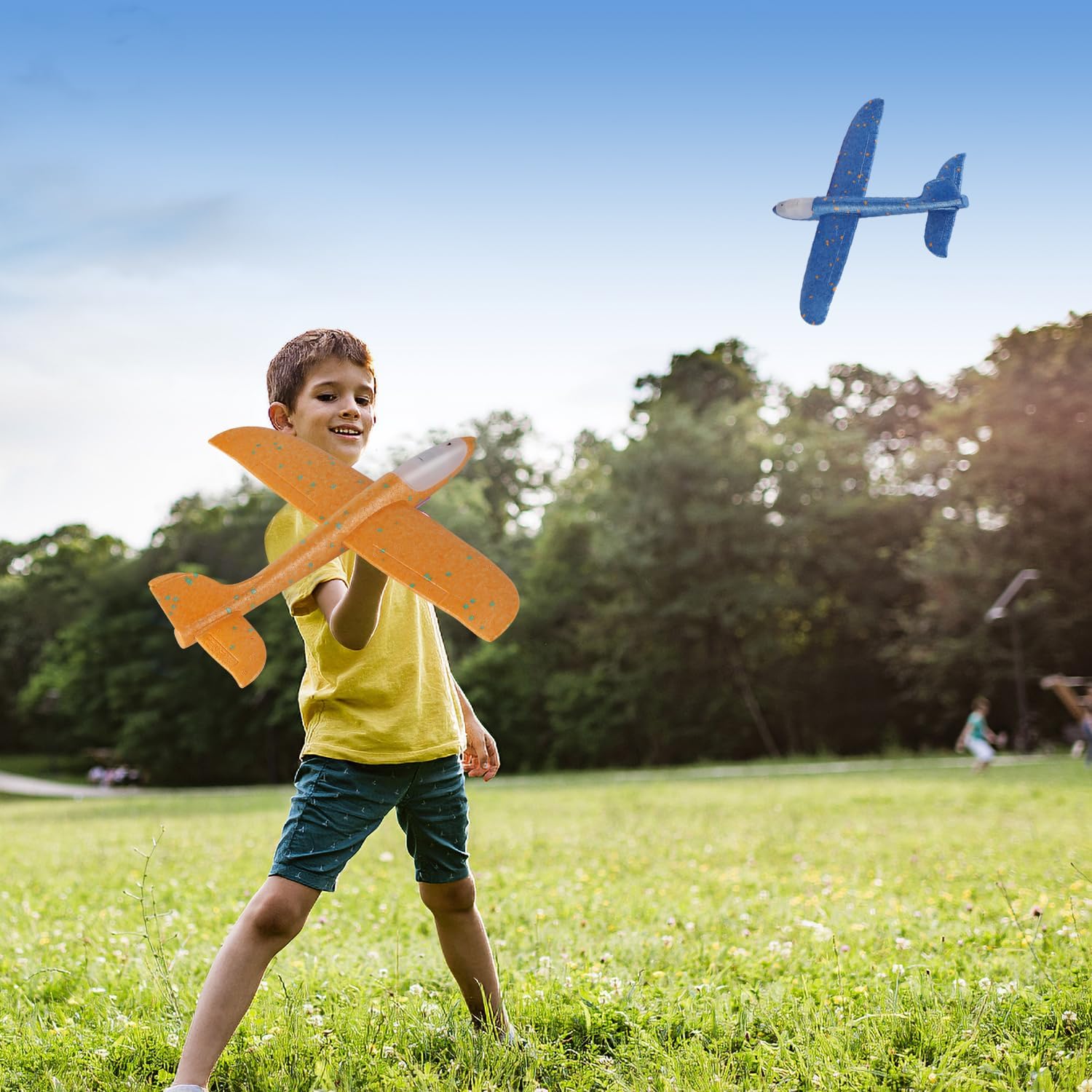 3 Pack LED Foam Glider Catapult Plane Toys - 2 Flight Modes Airplane Launcher for Kids Ages 3-12 | Outdoor Flying Toys for Boys & Girls | Birthday Gifts, Backyard Games, Park Activities (3 Colors)