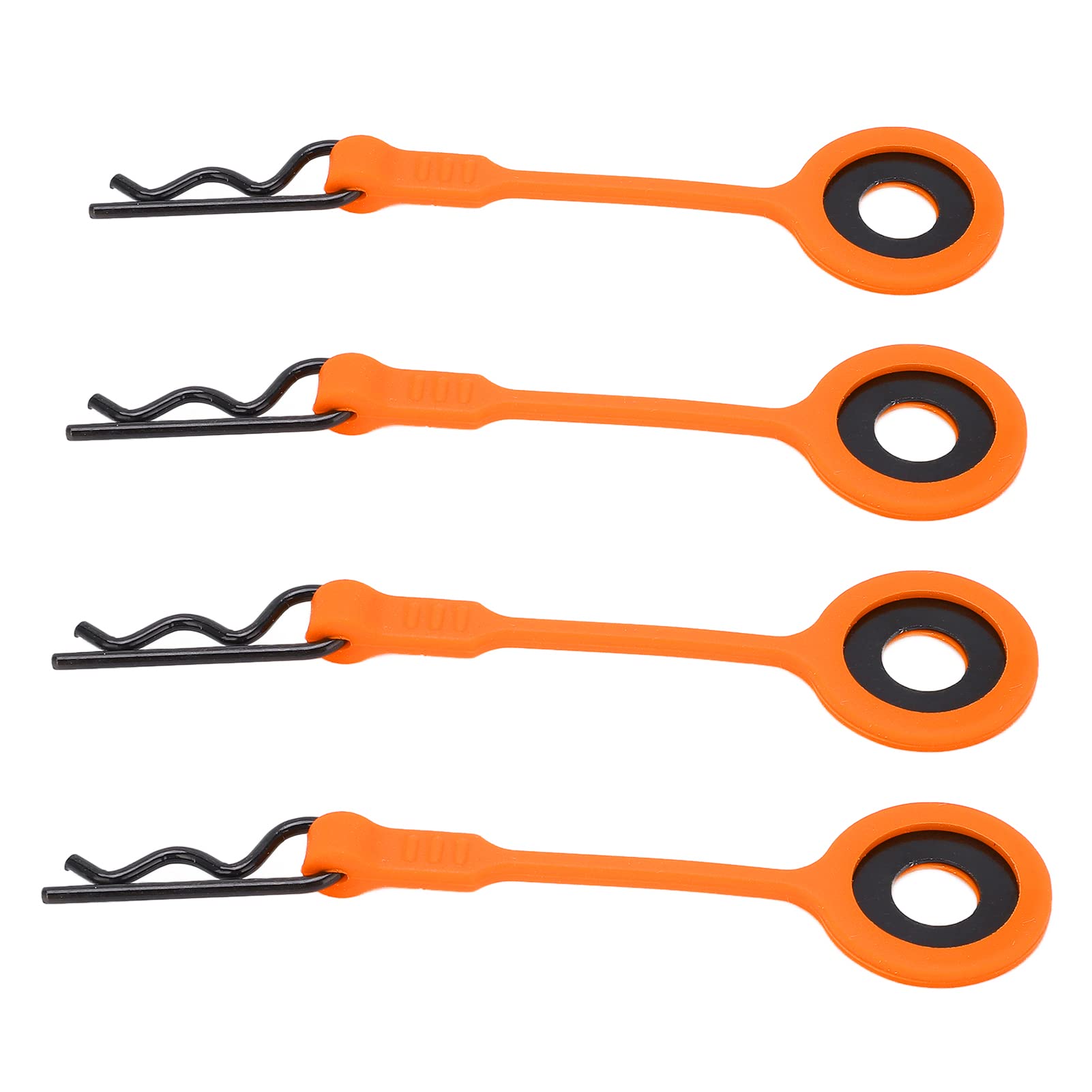 4PCS Universal RC Body Clips Pins - Metal & Silicone Retainer for 1/10 Scale RC Car Shells (Orange) | Durable Fasteners for Off-Road, Crawler & Drift RC Models | Perfect for RC Car Maintenance & Upgrades
