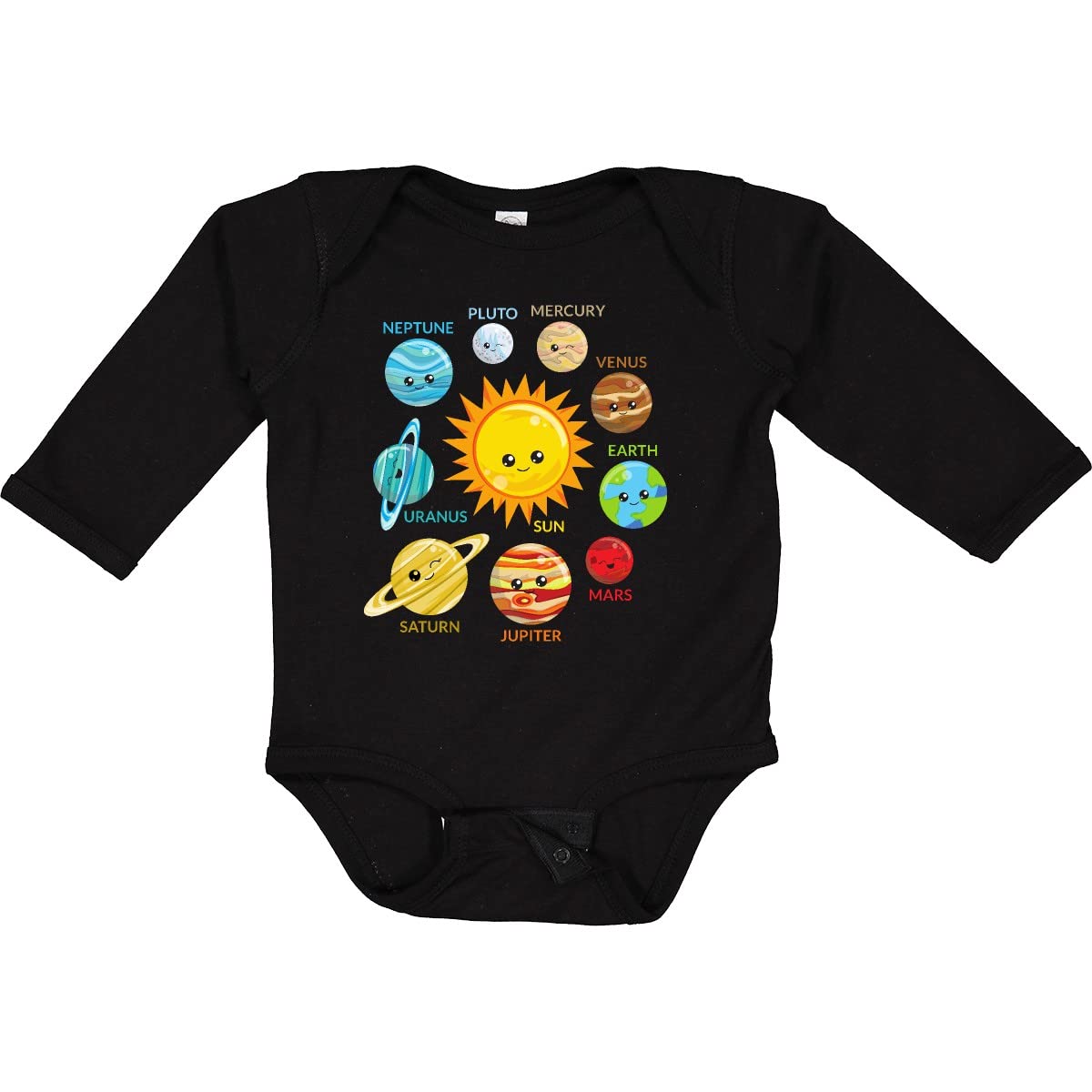Inktastic Cute Planets Solar System Space Cosmos Galaxy Long Sleeve Baby Bodysuit - Perfect for Astronomy Lovers, Space-Themed Nursery & Cosmic Photo Shoots