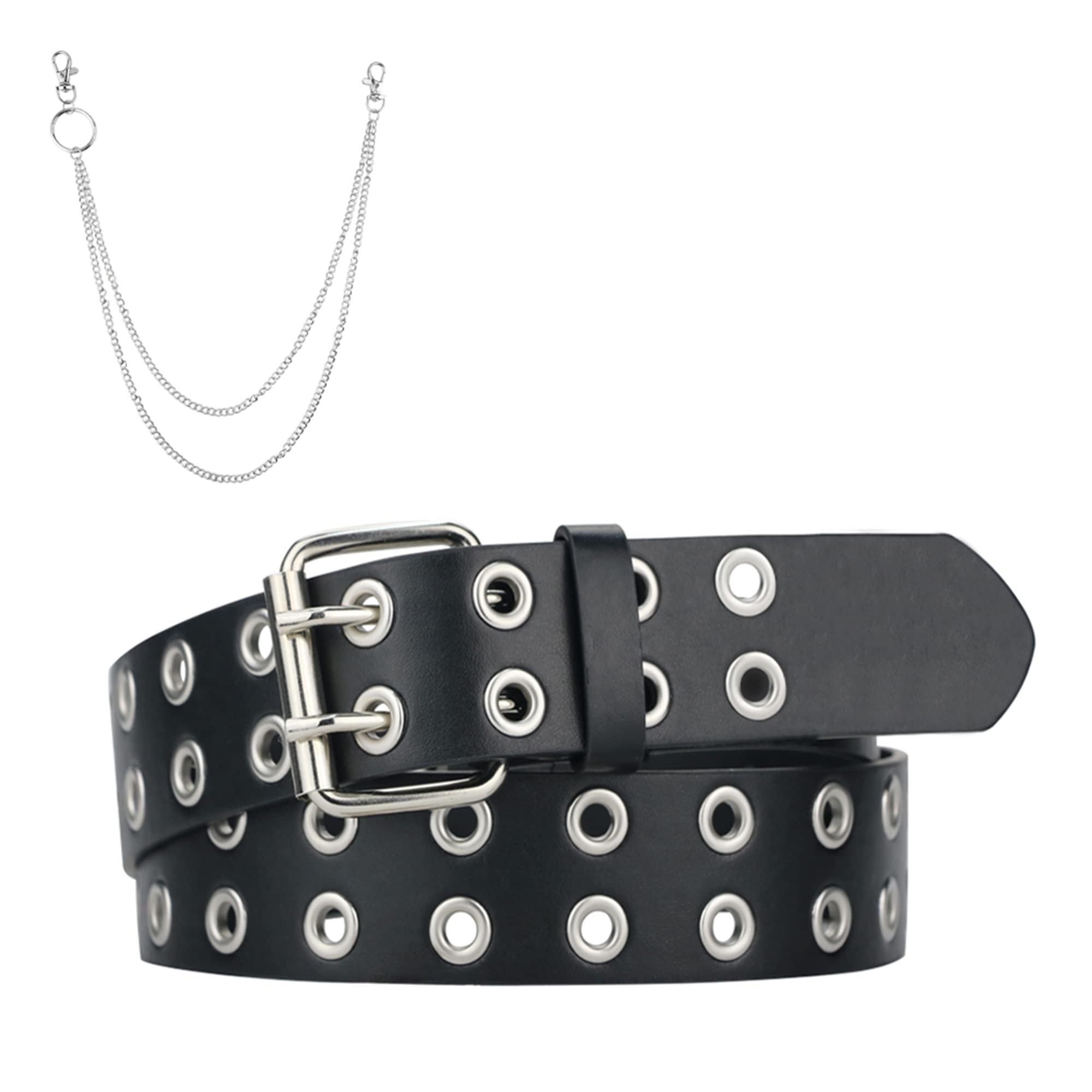 Stylish Grommet Leather Belts for Women & Men - Adjustable Double Hole Design - Perfect for Casual, Office & Formal Wear