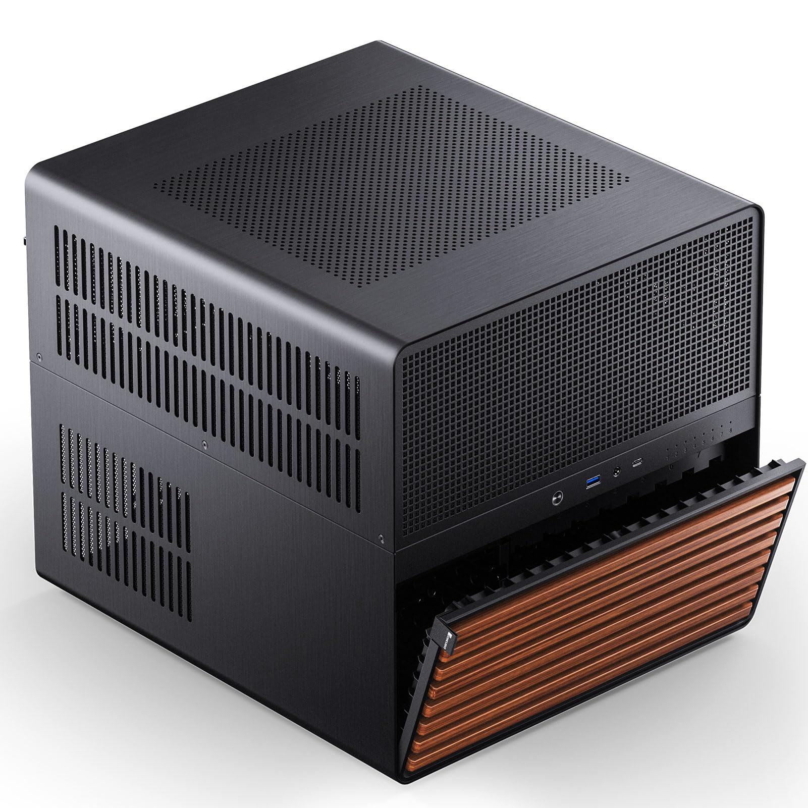 JONSBO N5 NAS PC Case - E-ATX Computer Chassis with 12HDD & 4SSD Bays, Supports 4 GPUs, 330mm E-ATX Motherboard, ATX PSU, 3 Built-in Fans, 8 PCI Slots & Solid Wood Veneer - Perfect for Home Servers, Gaming Rigs, and Workstation Builds