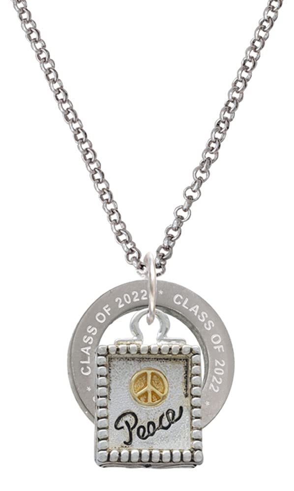 Delight Jewelry Two-Tone Shadow Box Message Necklace - Class of 2022 Affirmation Ring Pendant, 23.5 Inch Chain - Perfect for Graduation Gifts & Inspirational Jewelry