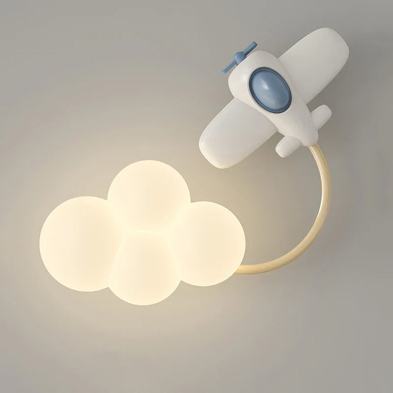 Kids Airplane Cloud Wall Light - LED Night Light for Children's Bedroom & Nursery - Perfect for Bedtime, Playroom Decor, and Soothing Nighttime Ambiance