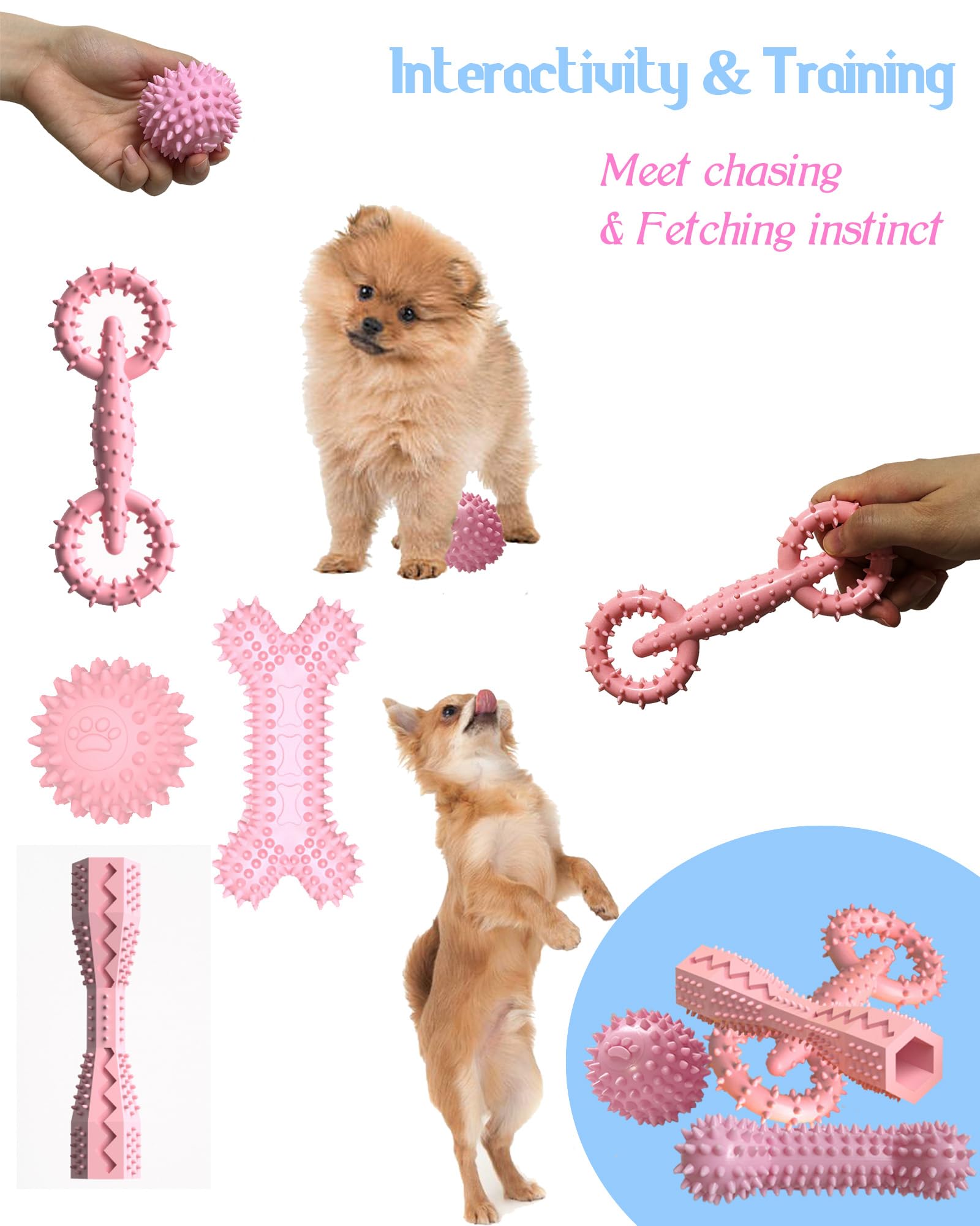 4 Pack Puppy Chew Toys for Small Dogs 2-8 Months - Soft Teething Toys for Puppies, Dental Cleaning Chew Toys, Durable Interactive Dog Toys for Boredom & Anxiety Relief - Perfect for Teething, Training & Playtime (Pink)