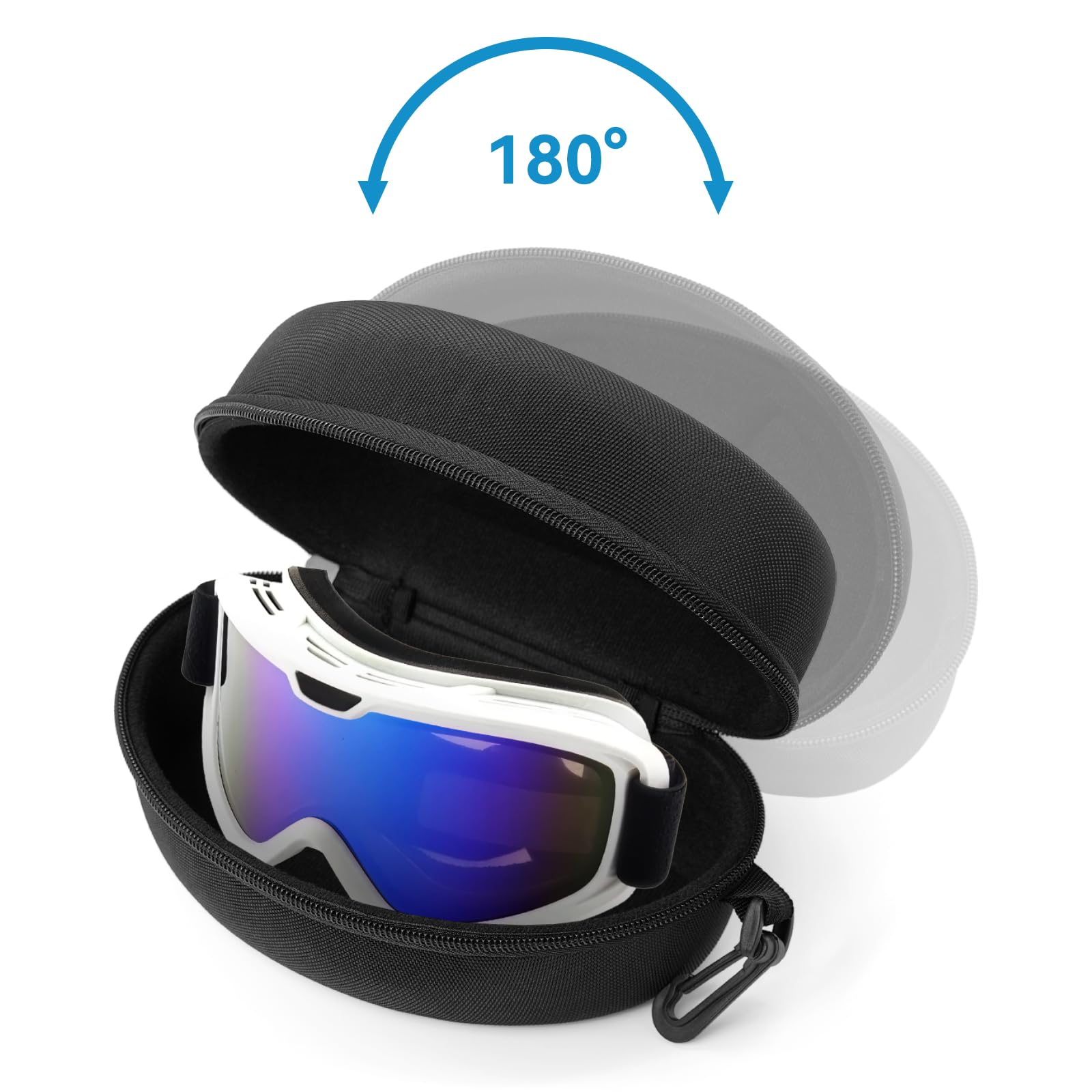 Premium Hard EVA Ski Goggles Case with Aluminum Hook - Lightweight Travel Storage for Ski Glasses | Perfect for Ski Trips, Snowboarding & Winter Sports Accessories Organization