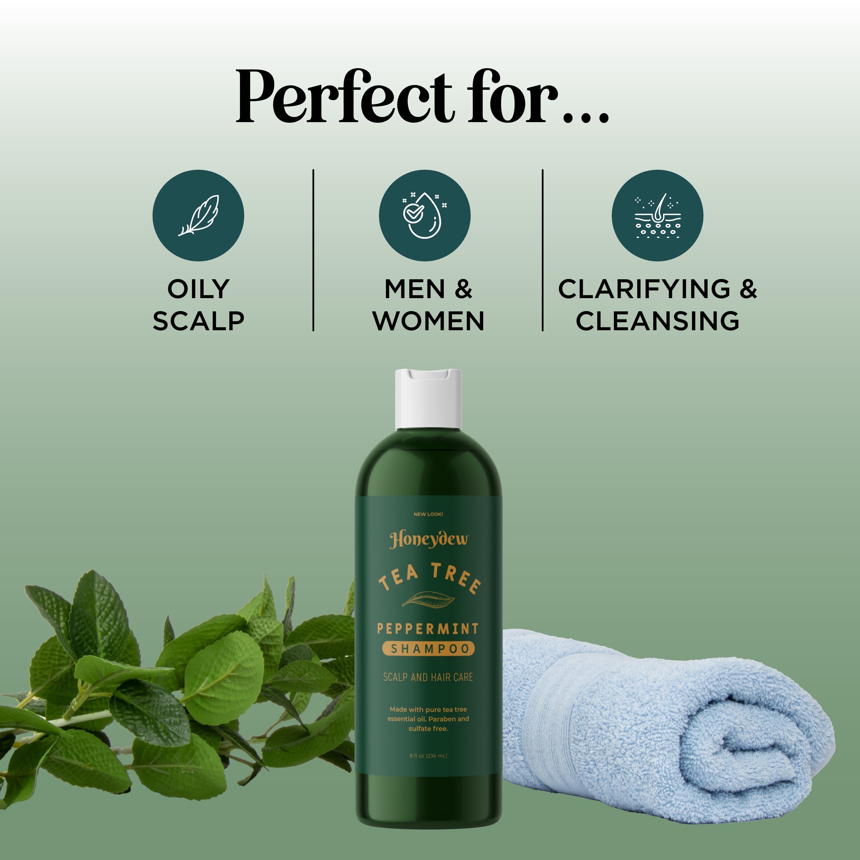 Tea Tree Peppermint Shampoo for Scalp Care - Natural Dandruff Treatment & Hair Growth - Refreshing Mint Scent for Daily Use at Home or Gym
