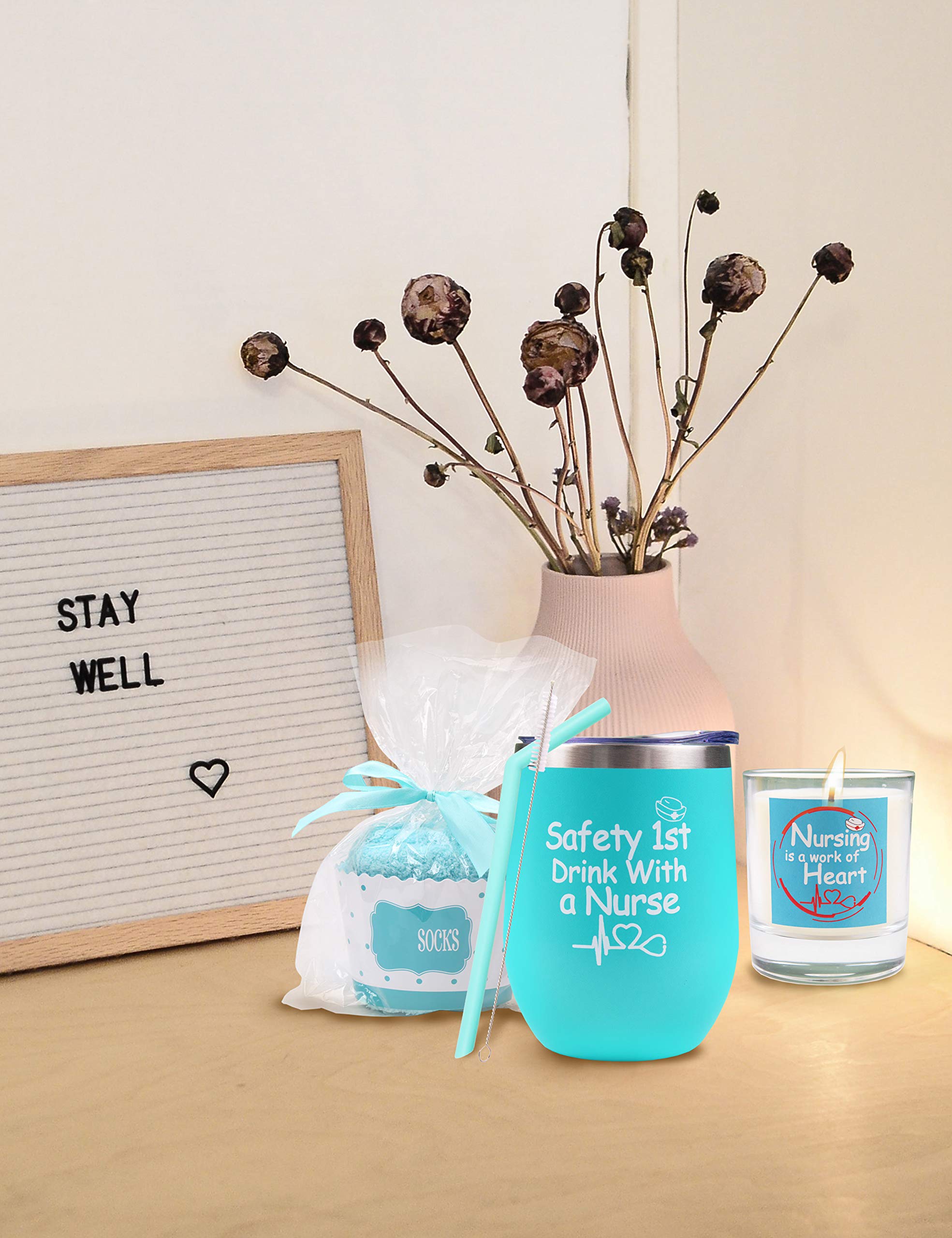 Best Nurse Gifts for Women - Insulated Tumbler & Coffee Mug - Perfect for Graduation, Christmas & Appreciation - Safety First Drink With a Nurse - Ideal for Hospital Shifts, Night Duty & Nursing Students