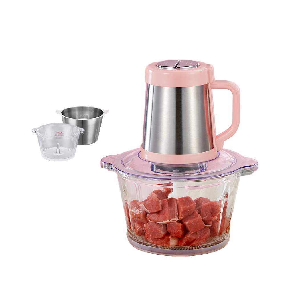 ADKINC 300W Electric Meat Grinder & Food Processor - 2L Capacity with Stainless Steel & Glass Bowls, 4 Sharp Blades, 2 Speed Settings - Perfect for Grinding Meat, Making Sausage, Chopping Vegetables & Preparing Baby Food at Home