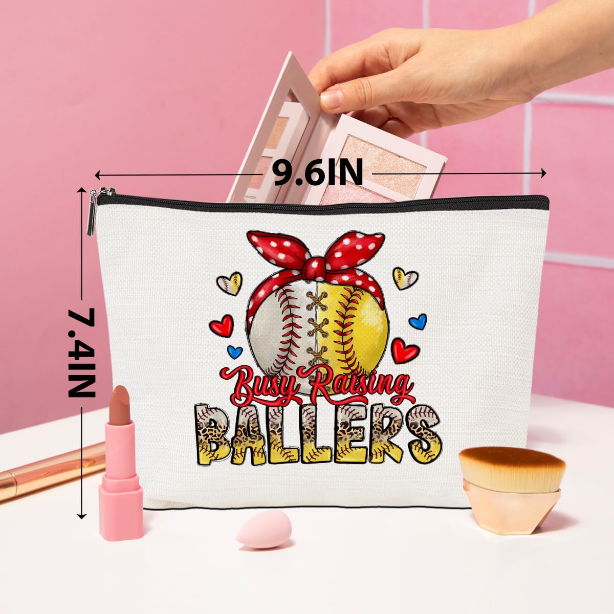 Baseball & Softball Cosmetic Bags for Women & Girls - Durable Zipper Pouch for Players, Coaches & Friends - Perfect Sports Gift for Team, Training & Travel Accessories