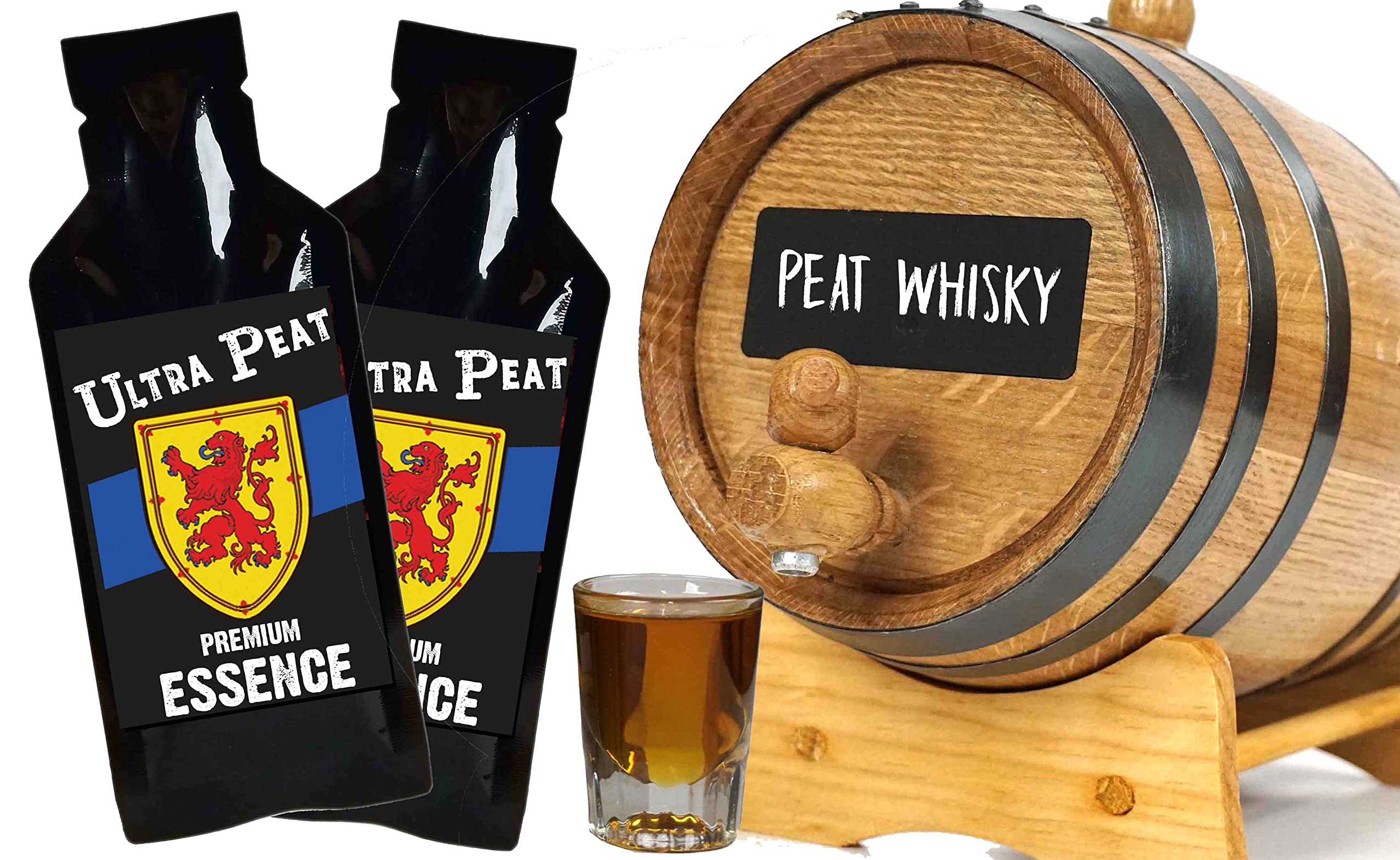 Ultra Peat Whiskey Making Kit with Chalkboard & Book – DIY Oak Barrel Aging for Spirits – Perfect Father’s Day Gift (1L) – Home Brewing & Craft Cocktail Making