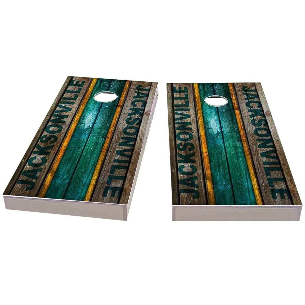 Jacksonville City Themed Football Cornhole Game Set - Custom Size Options with 2 Boards & 8 Bags - Perfect for Tailgating, Backyard Parties and Game Day Fun