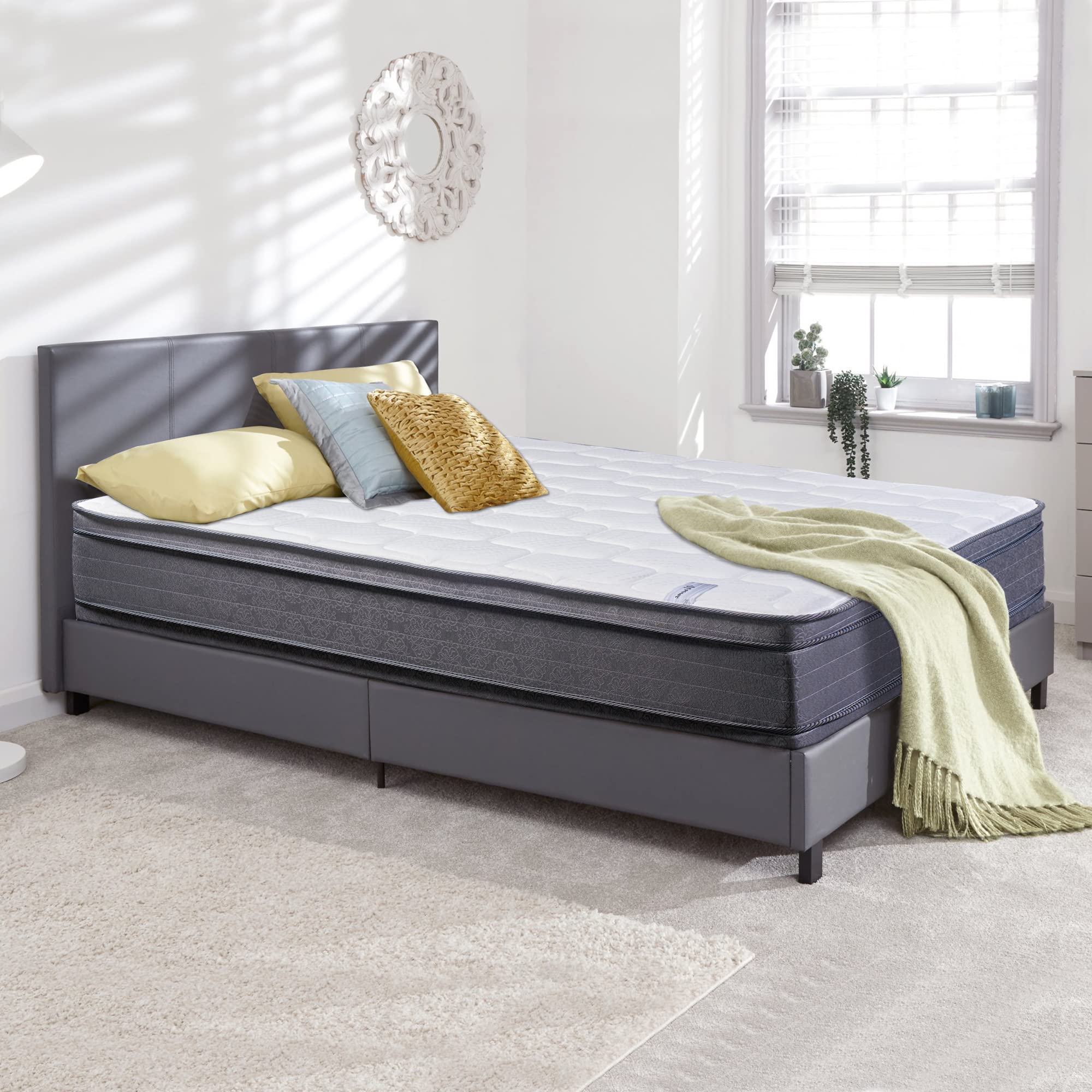 Treaton 12-Inch Double Sided Foam Encased Pillow Top Mattress - Medium Plush with Back Support - Full Size Bed Mattress for Side Sleepers & Back Pain Relief
