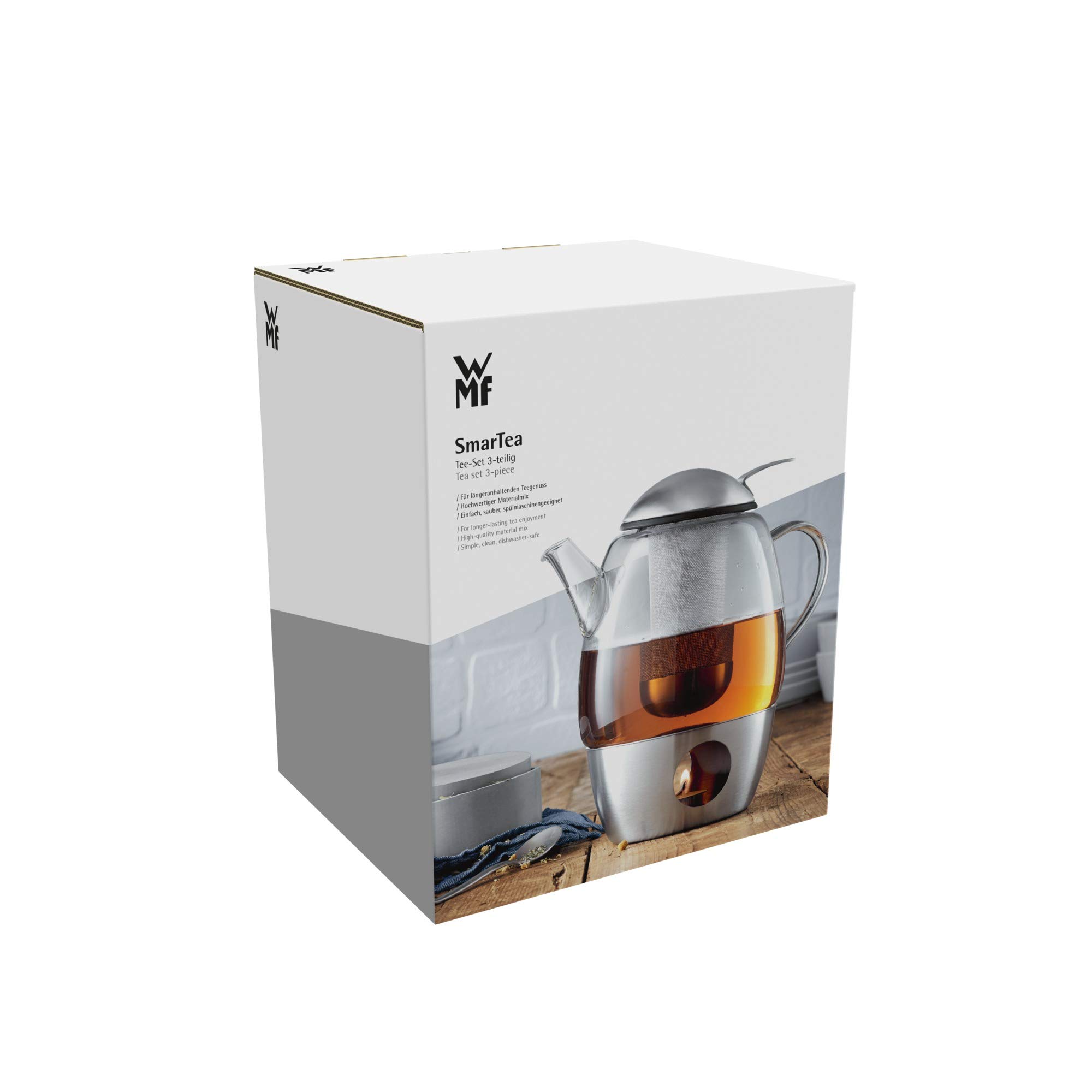 WMF SmarTea 631096030 Stainless Steel Teapot Set with Infuser - 34oz, Perfect for Loose Leaf Tea, Iced Tea & Herbal Brewing - Ideal for Home, Office & Tea Parties