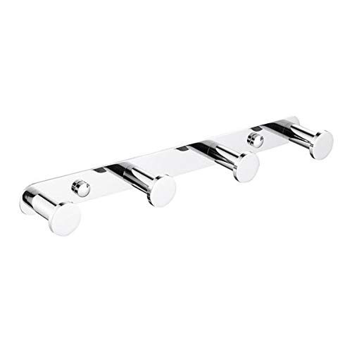 Stainless Steel Towel Hook Set of 4 - Polished 304 Stainless Steel Wall Mounted Coat Rack for Bathroom, Hallway & Foyer - Home Storage Organization Accessories (Silver) - Perfect for Hanging Towels, Robes & Coats in Small Spaces