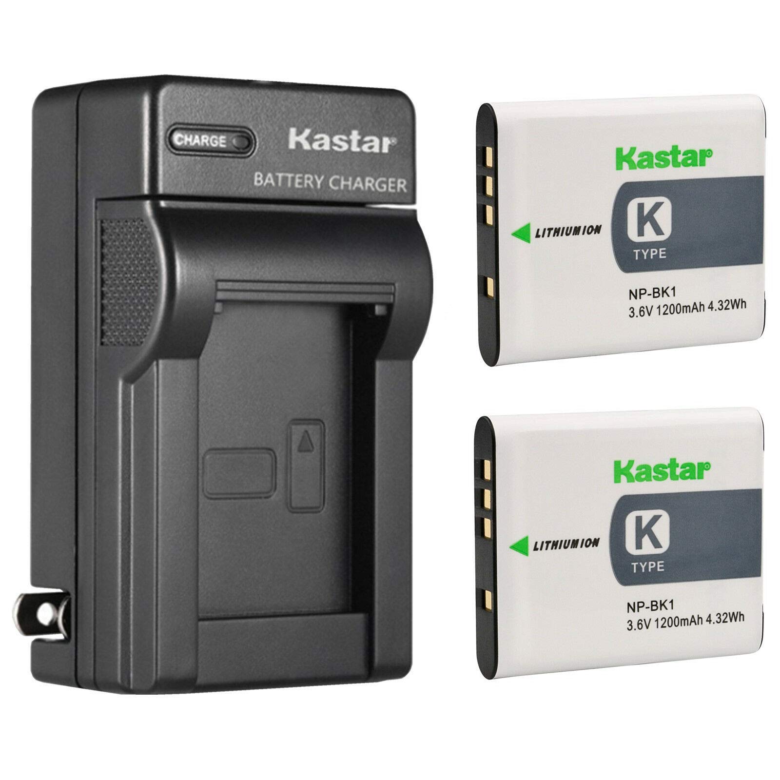Kastar 2-Pack Replacement Battery & AC Wall Charger for Sony NP-BK1 NP-FK1 | Compatible with Sony BC-CSK Charger & Cyber-Shot DSC-W180 W190 W370 Cameras | Perfect for Travel Photography & Vlogging