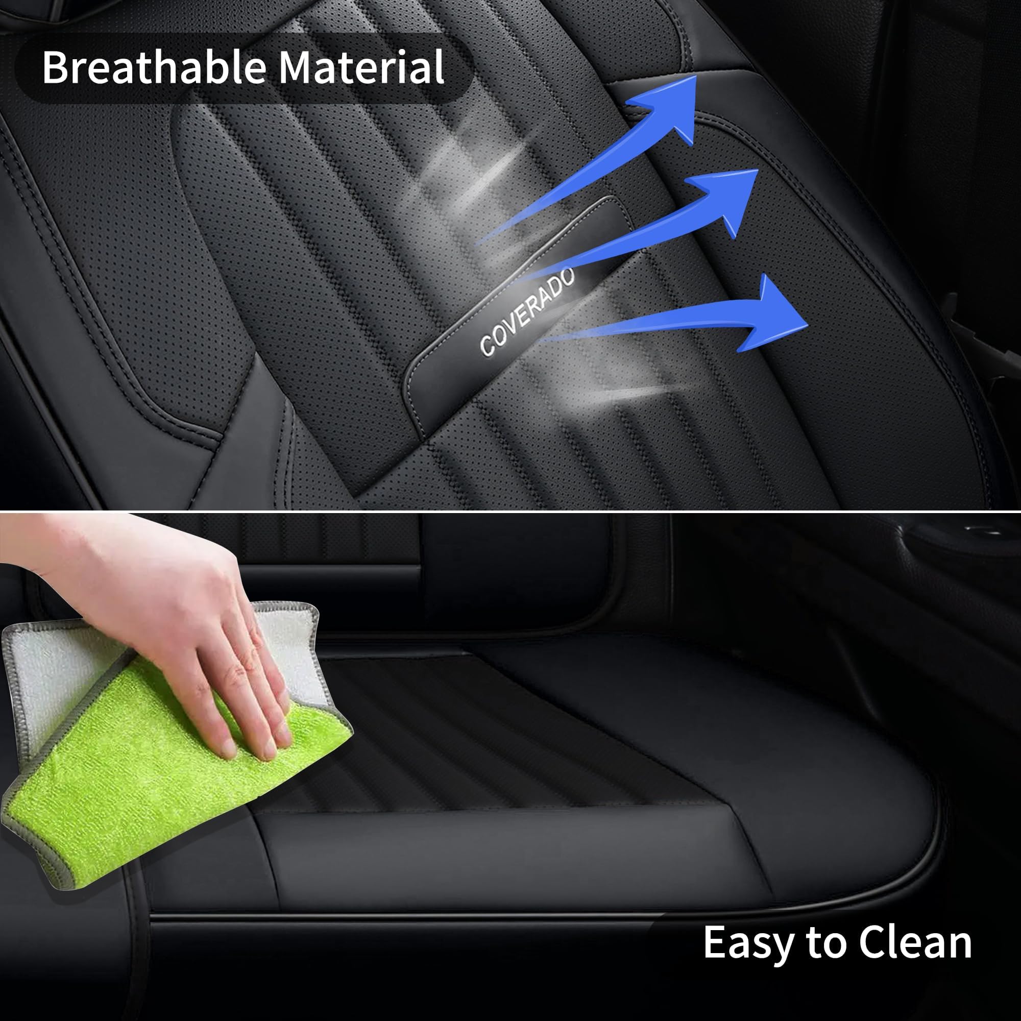 Premium Nappa Leather Car Seat Covers Full Set - Waterproof Front & Back Seat Protectors for Most Vehicles | Universal Fit, Luxury Car Interior Accessories for SUVs, Sedans & Trucks | Perfect for Daily Commute, Road Trips & Family Travel