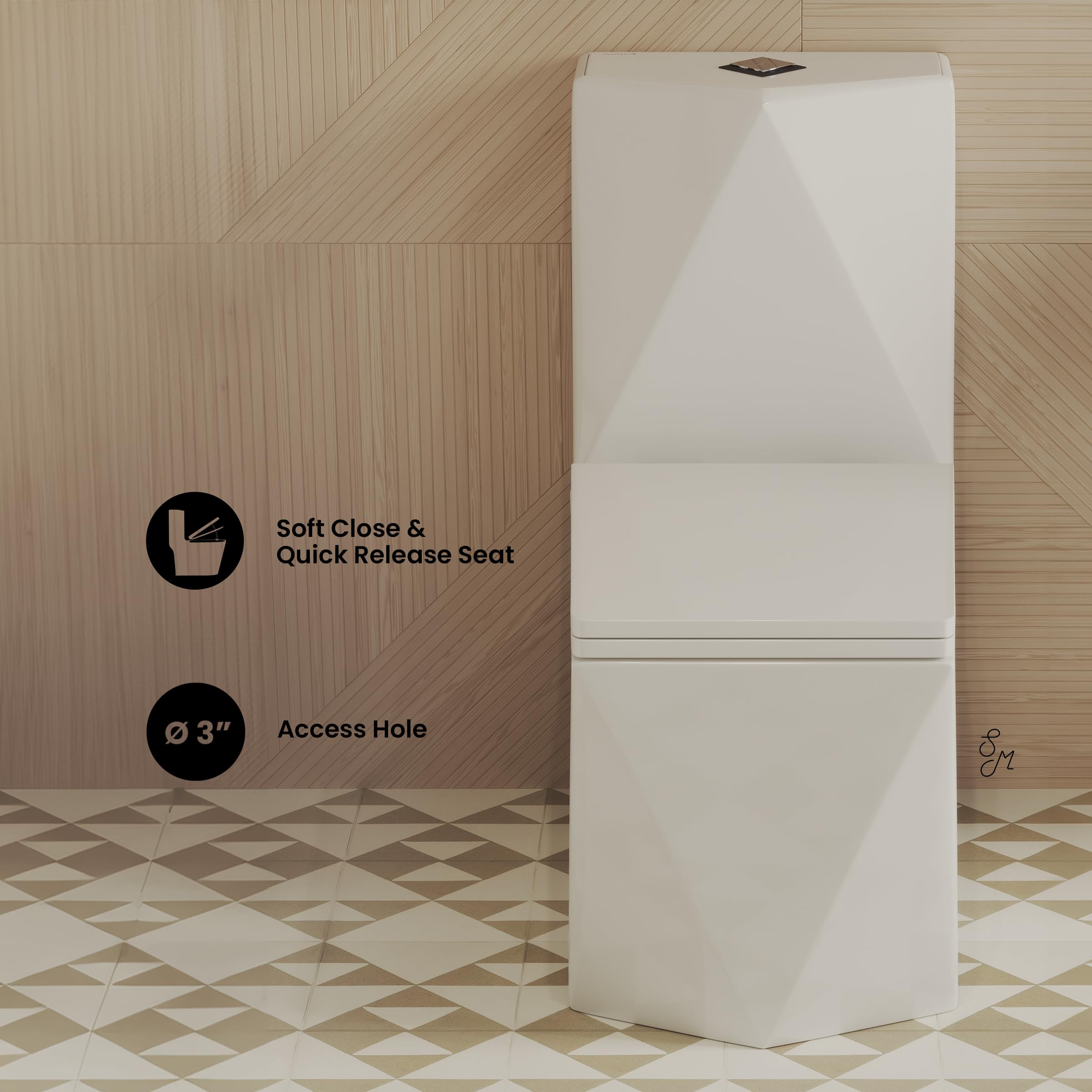 Brusque One-Piece Square Toilet with Dual-Flush 1.1/1.6 GPF - Modern Water-Saving Bathroom Solution for Homes & Offices